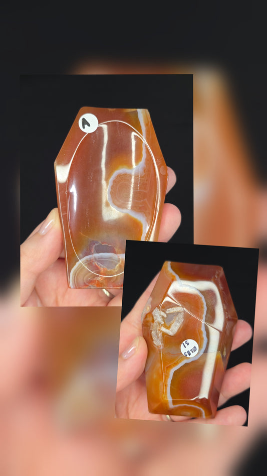 Banded Red Agate Coffin Bowl Carving