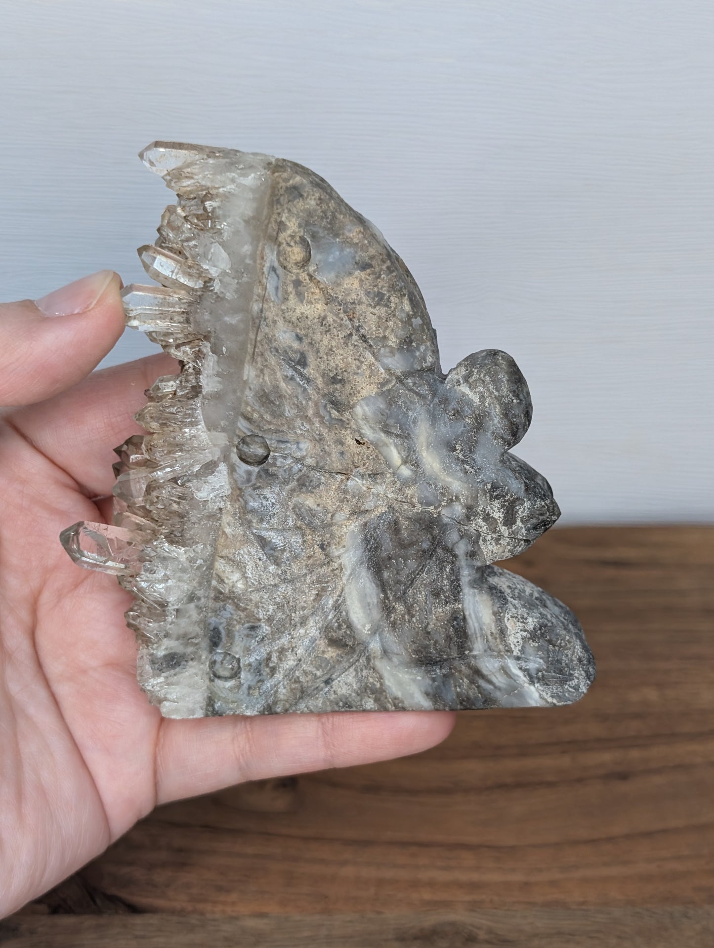 Chrysanthemum Quartz Cluster Fairy Carving (BK41)