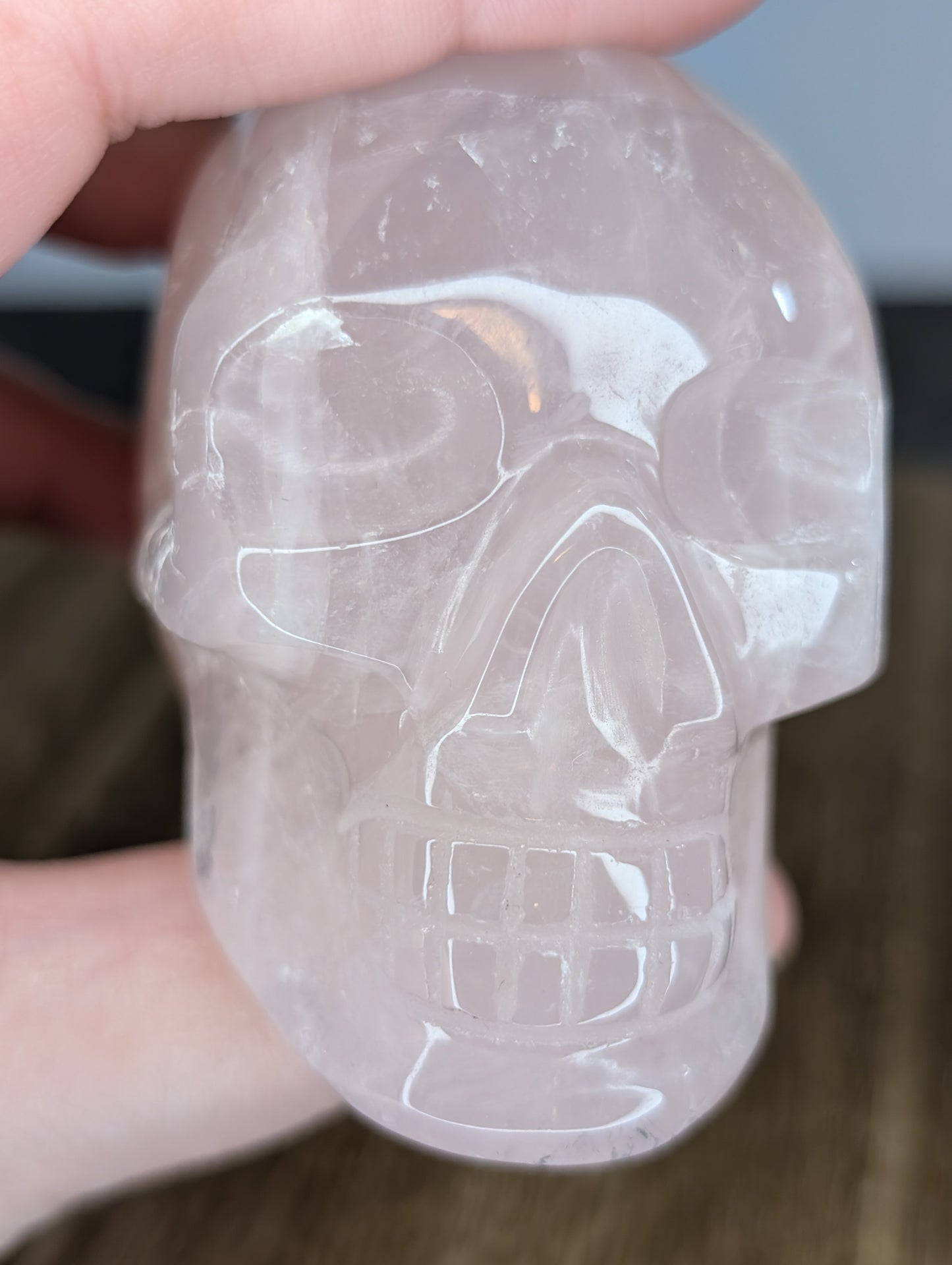 Rose Quartz Skull Carving (AV48)