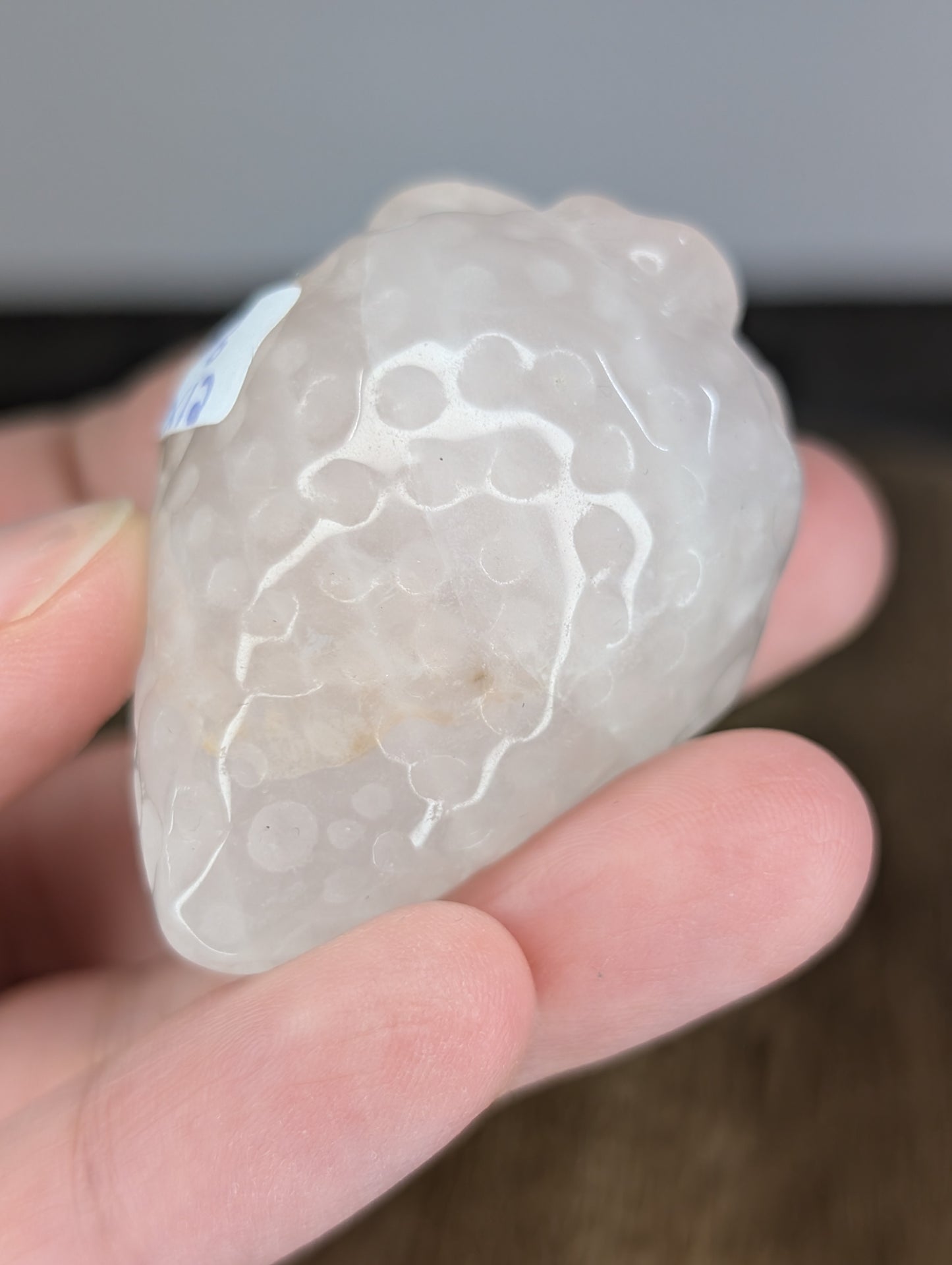 Rose Quartz Strawberry Carving (X12)