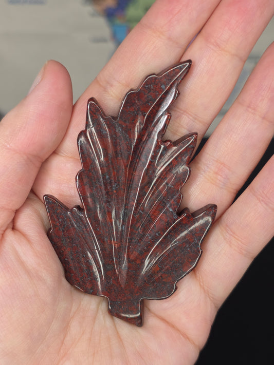 Brecciated Jasper Leaf Carving