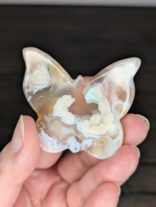 Flower Agate Butterfly Carving