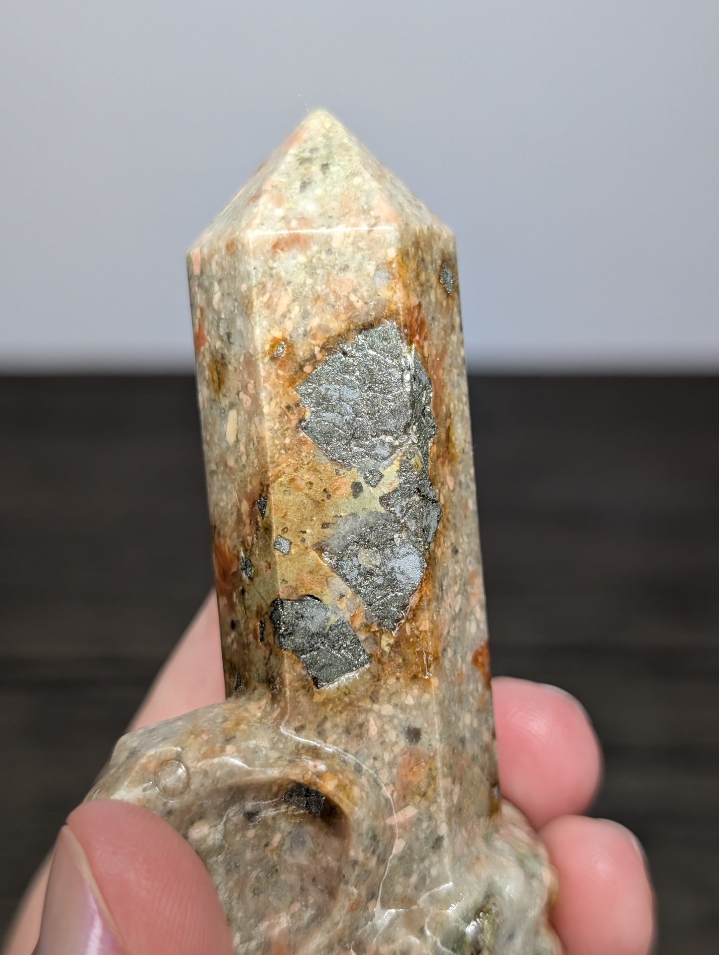 Blossom Jasper w/ Pyrite Cobra Tower