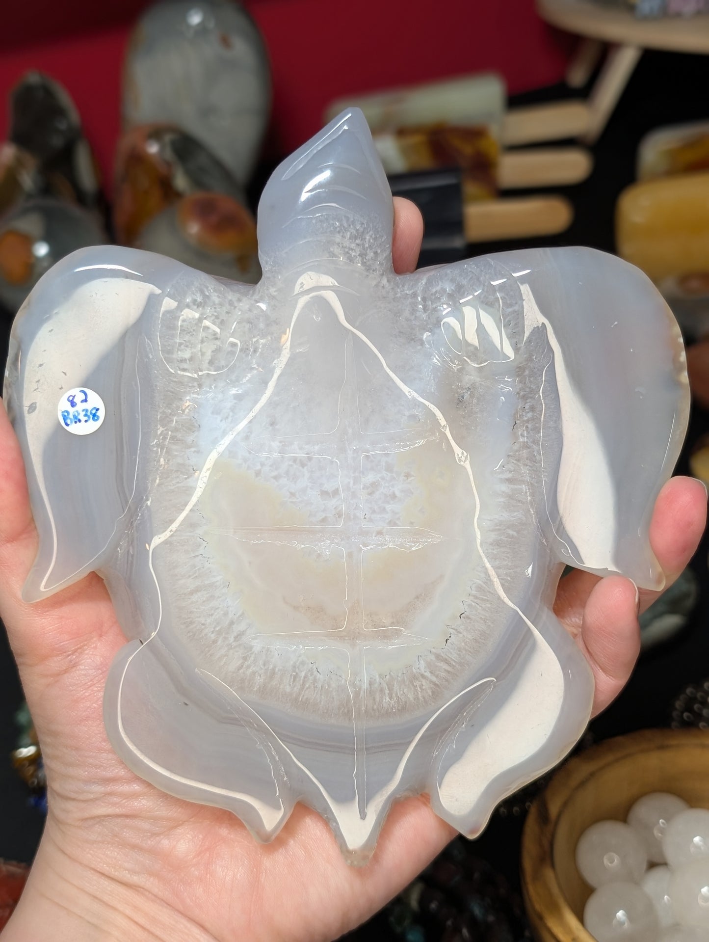 XL Druzy Agate Turtle Carving