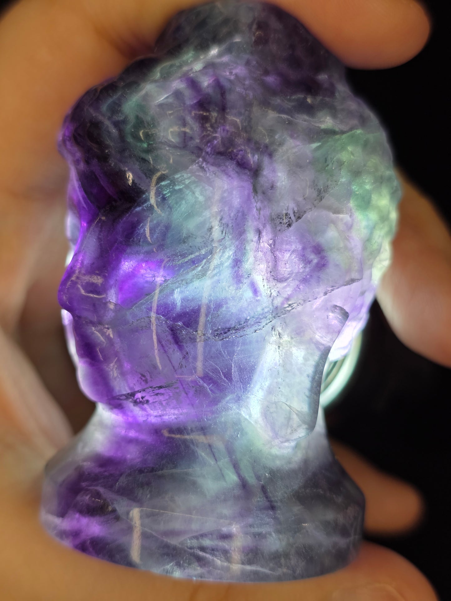 Fluorite Buddha Head Carving