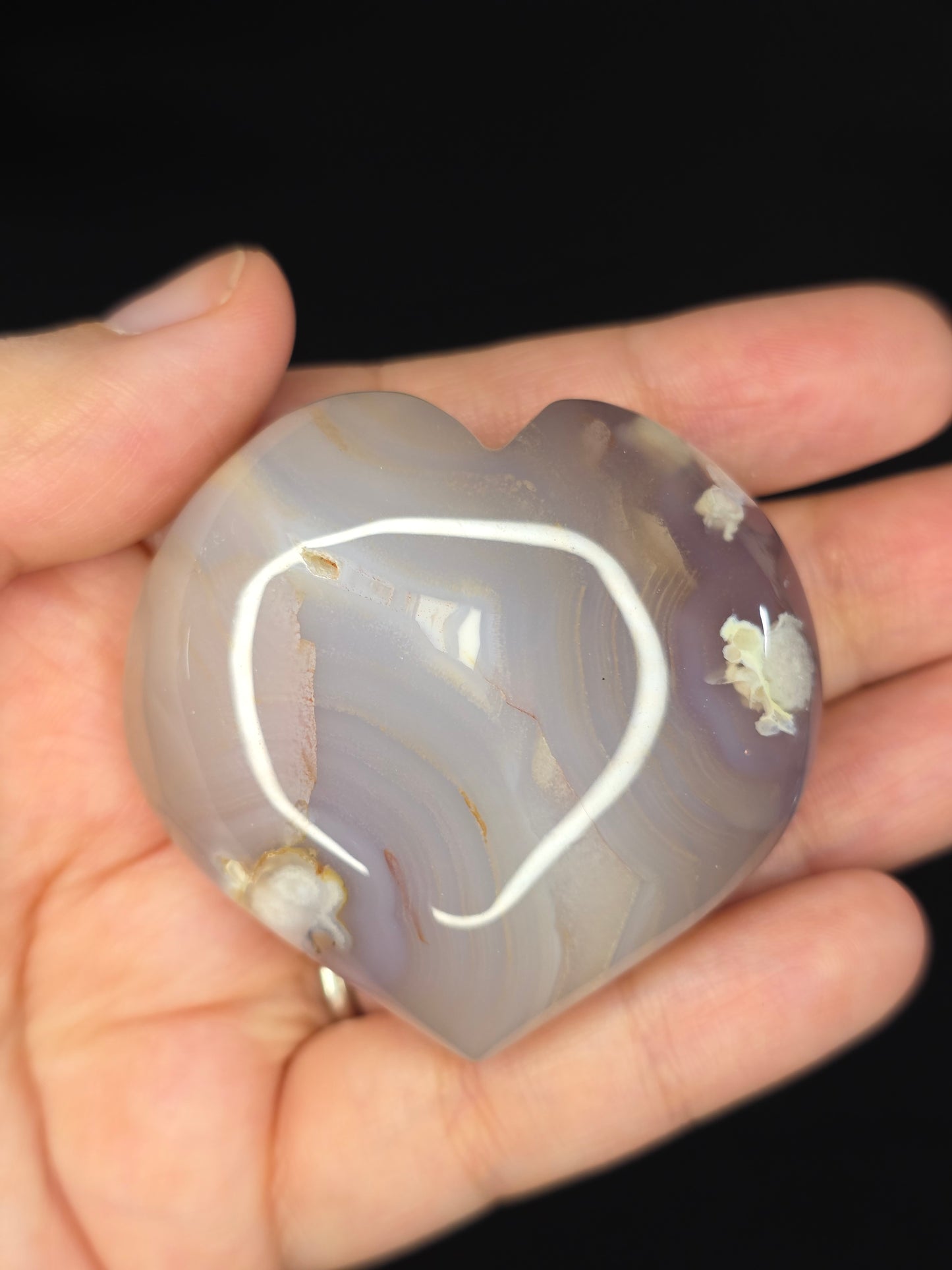 Flower Agate Heart Carving