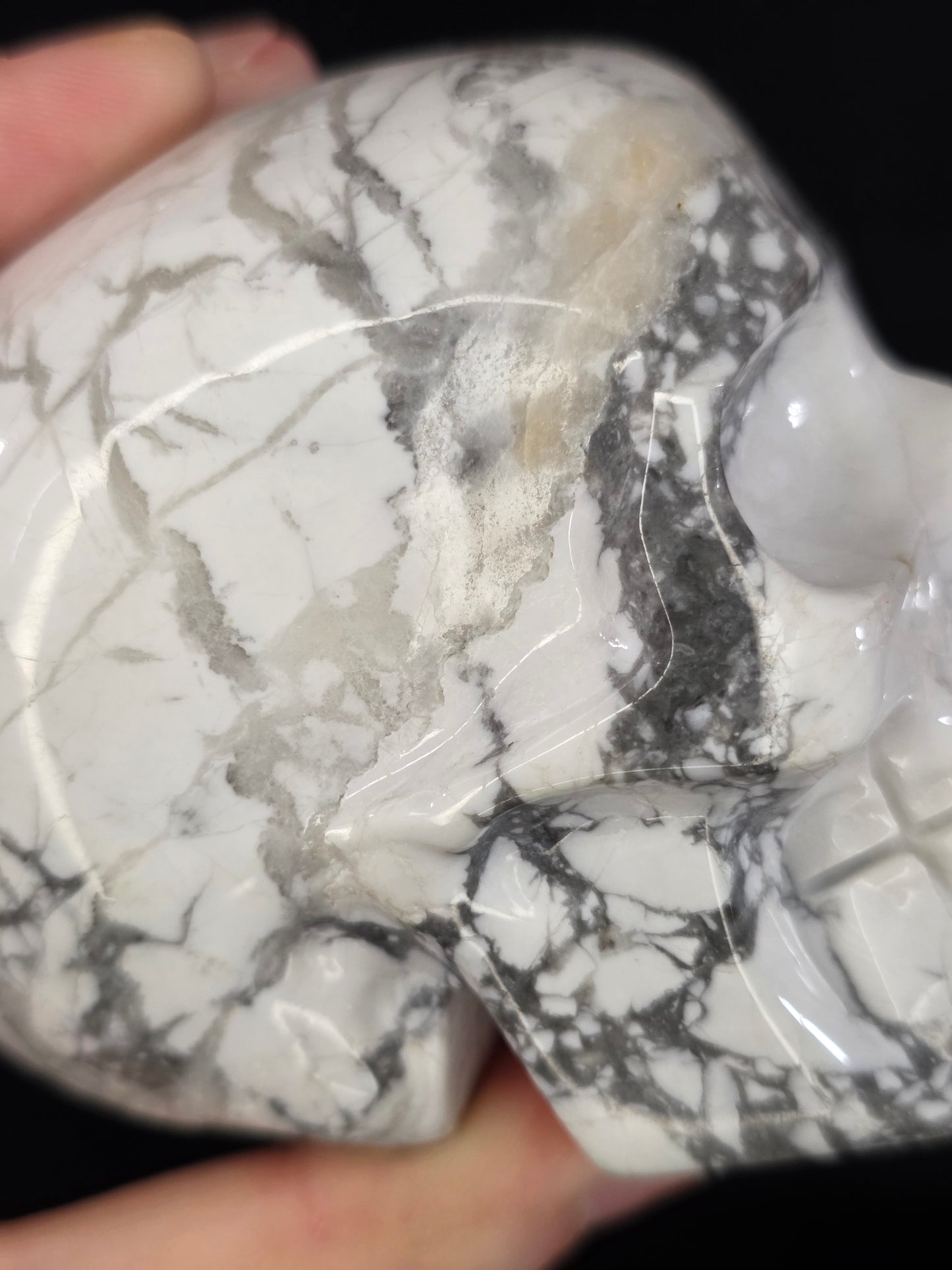 White Howlite Skull Carving