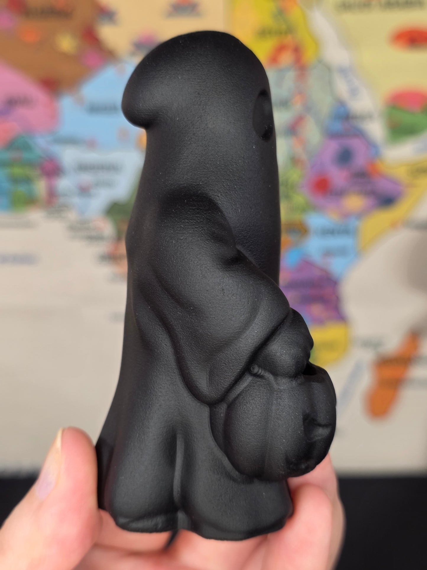 Matte Black Obsidian Ghost Carving