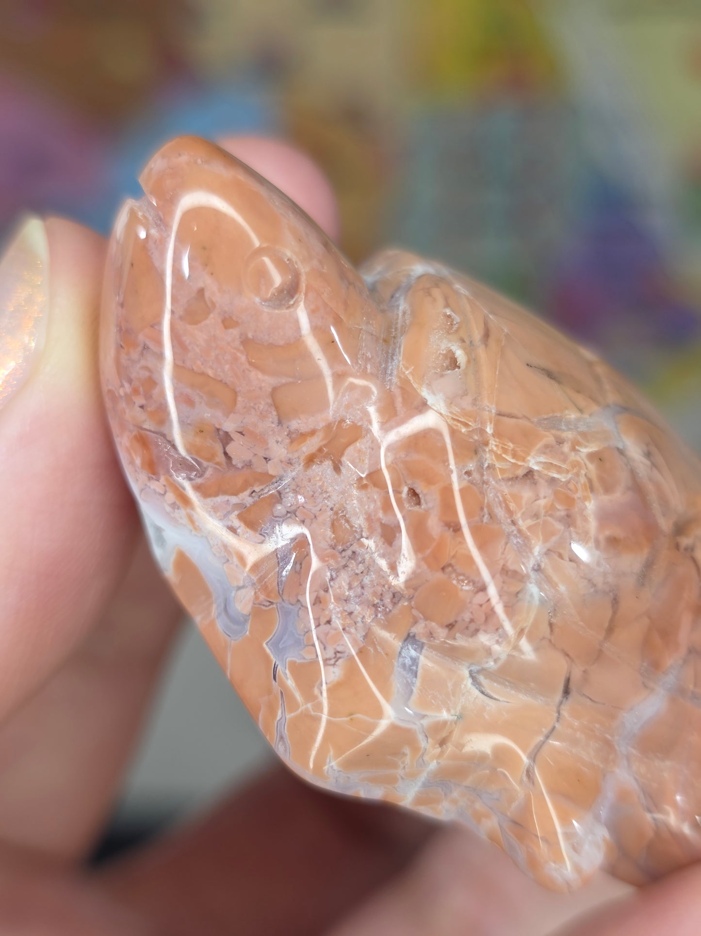 Cotton Candy Agate Turtle Carving