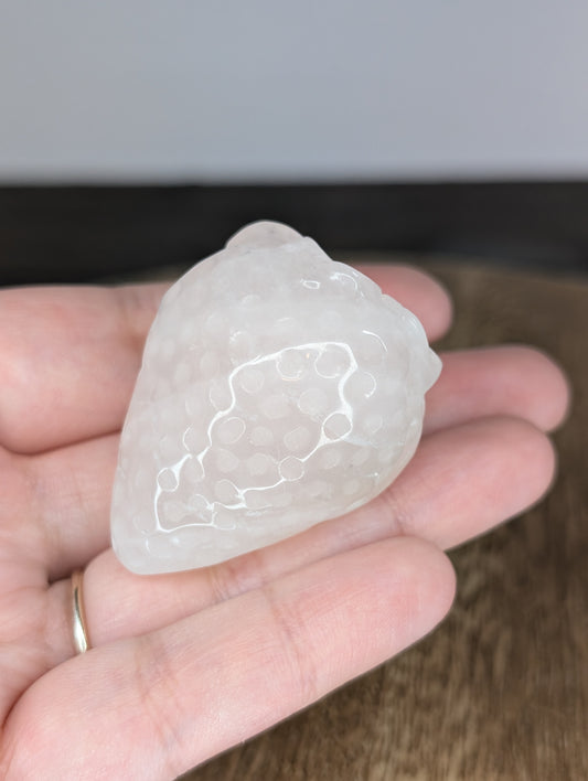 Rose Quartz Strawberry Carving (X12)