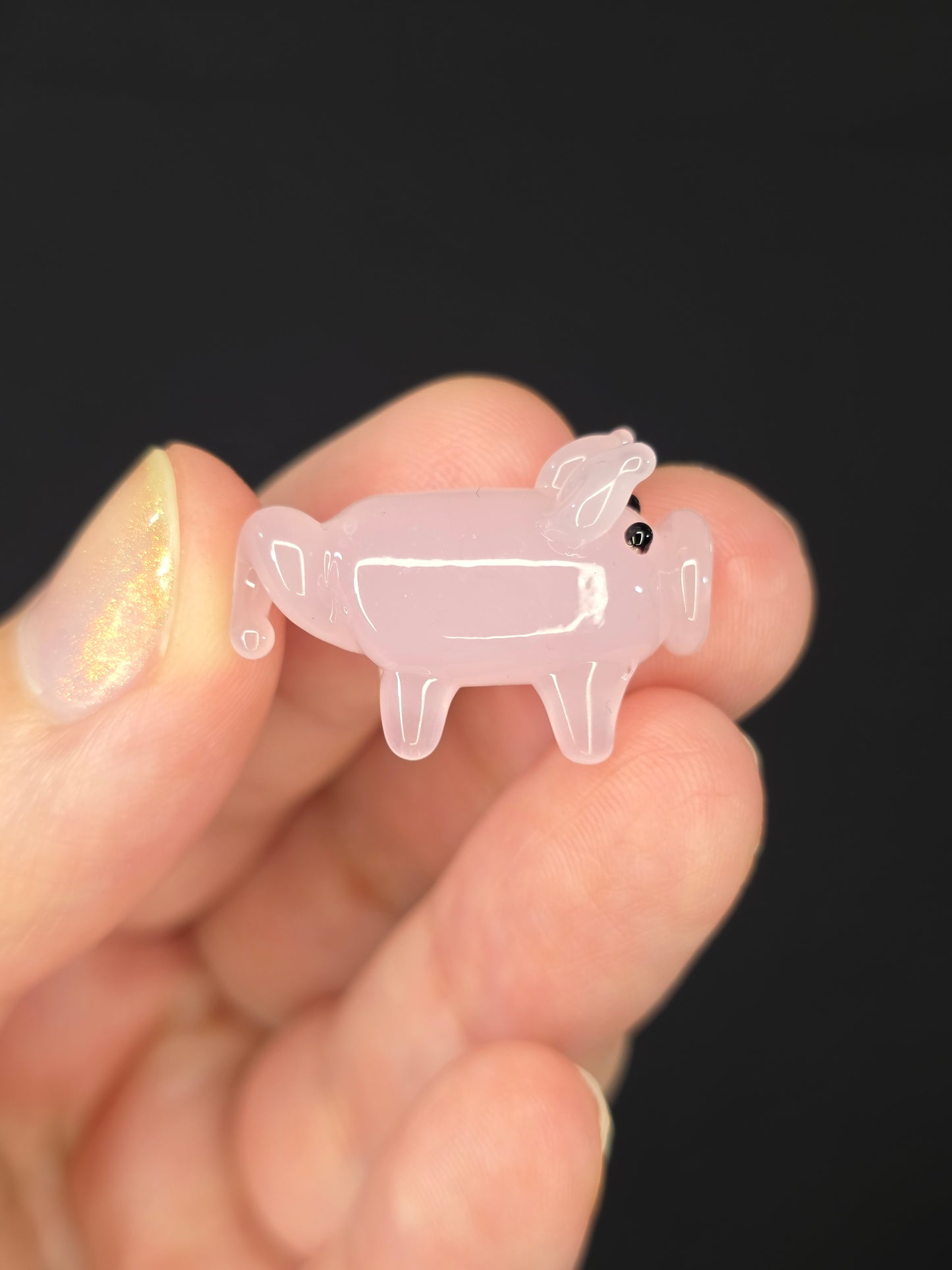 Mini Glass Pink Pig Figurine