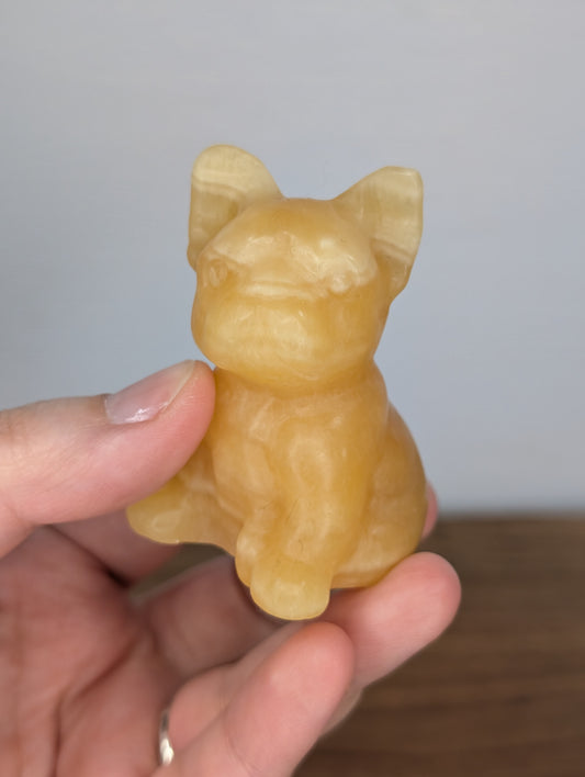Orange Calcite Frenchie Carving (BF07)