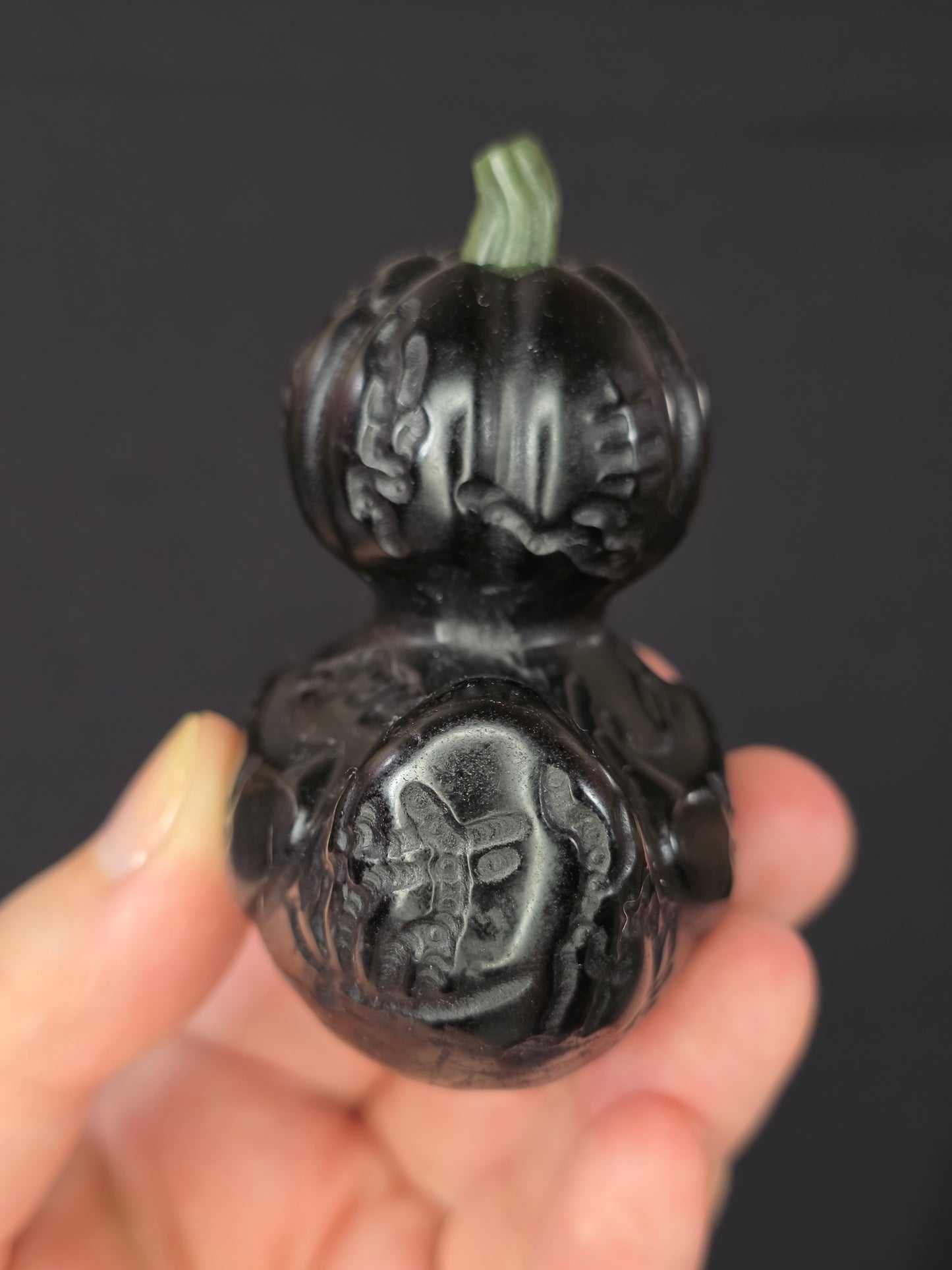 Black Obsidian Zombie Pumpkin Duck Carving