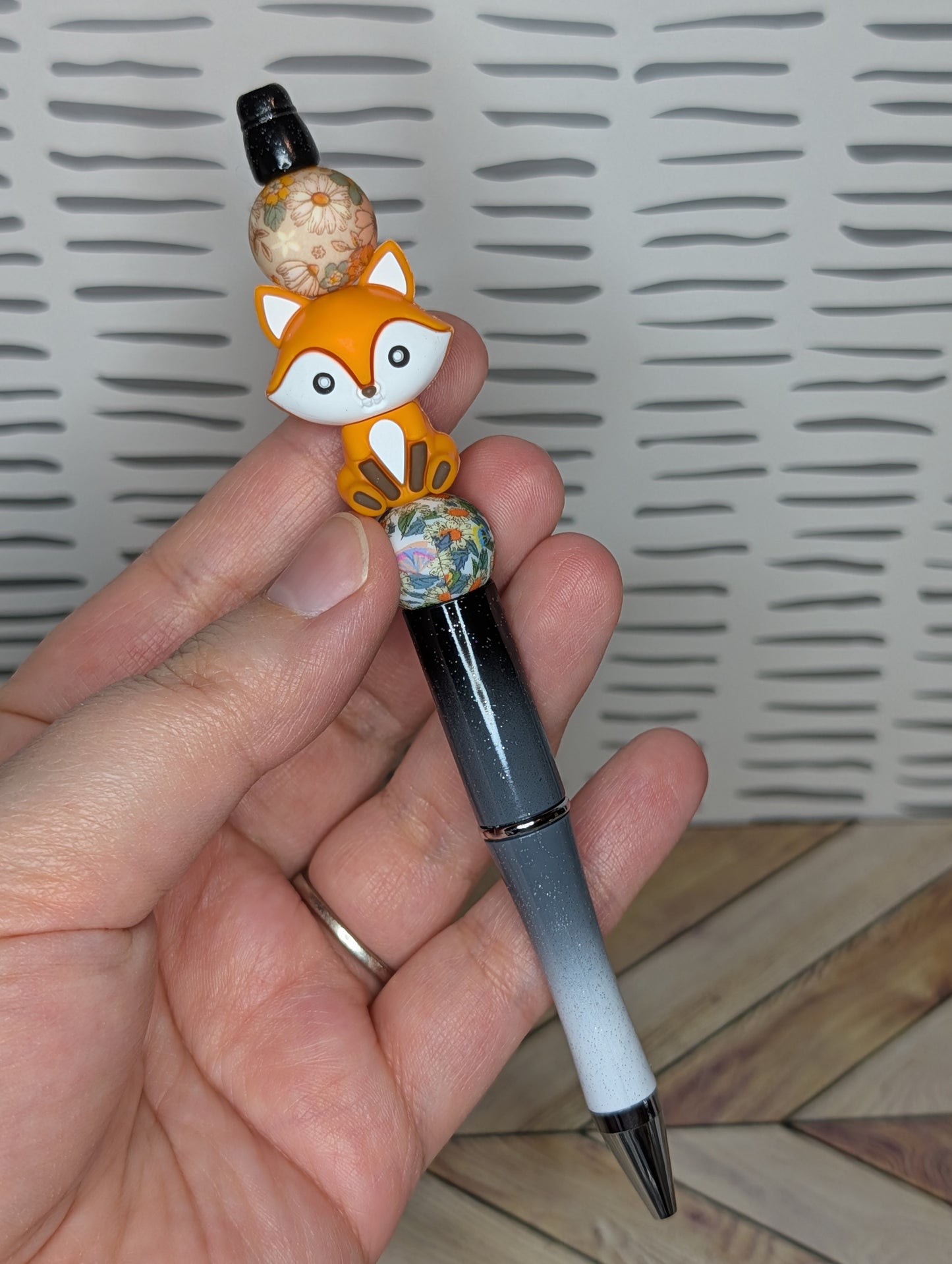 Floral Fox Beaded Pen
