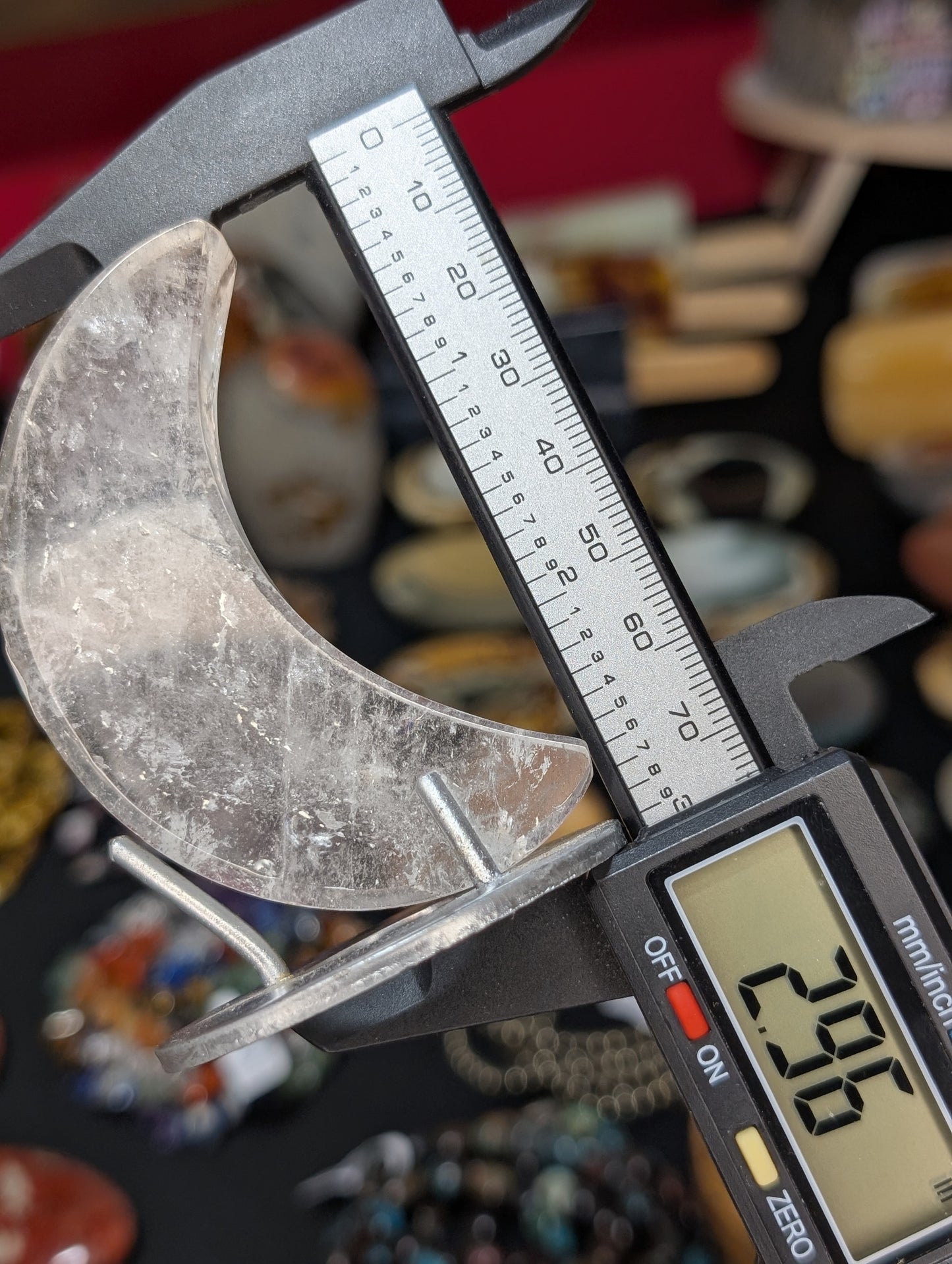 Clear Quartz Moon Carving on Custom Stand