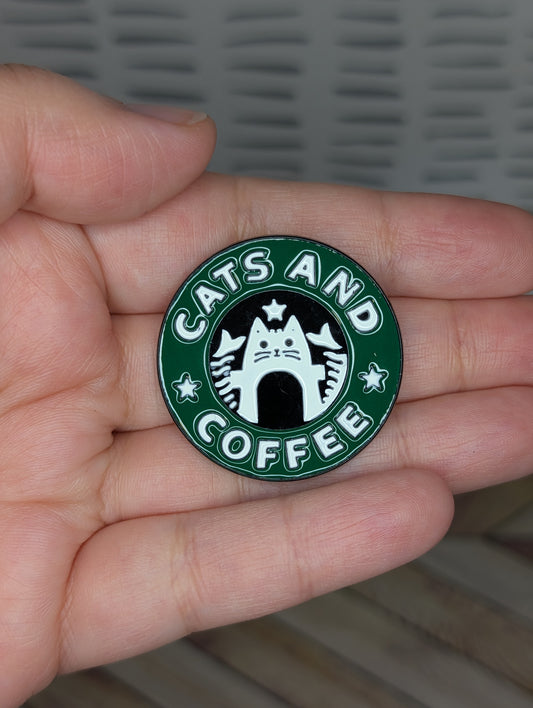Cats & Coffee Enamel Pin