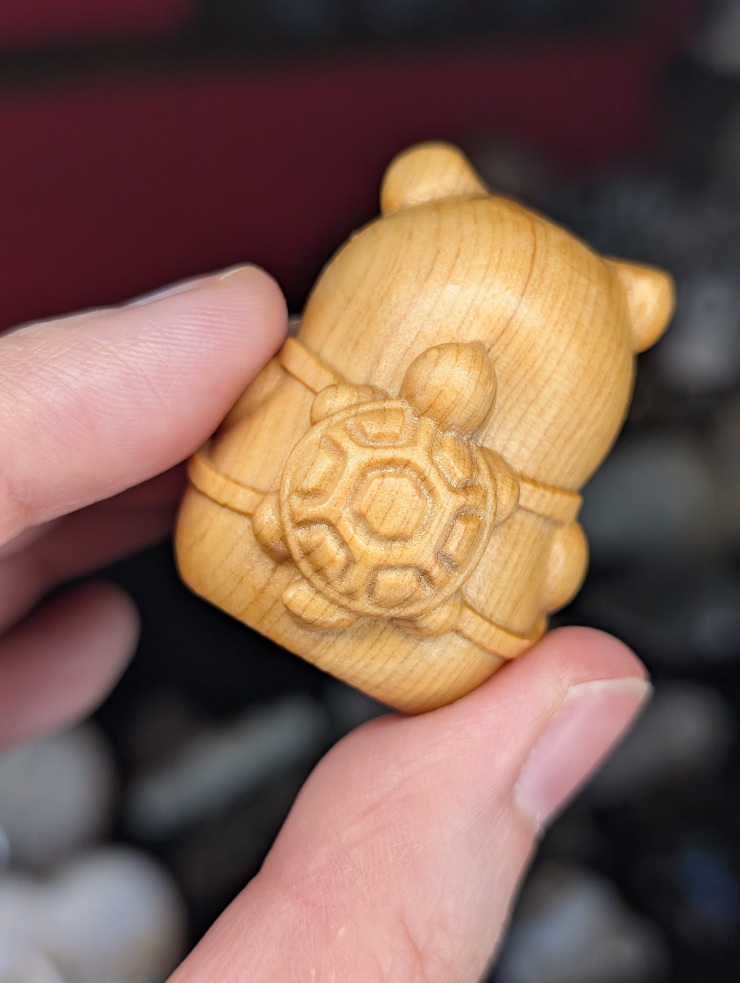 Wooden Capybara w/ Turtle Backpack Carving