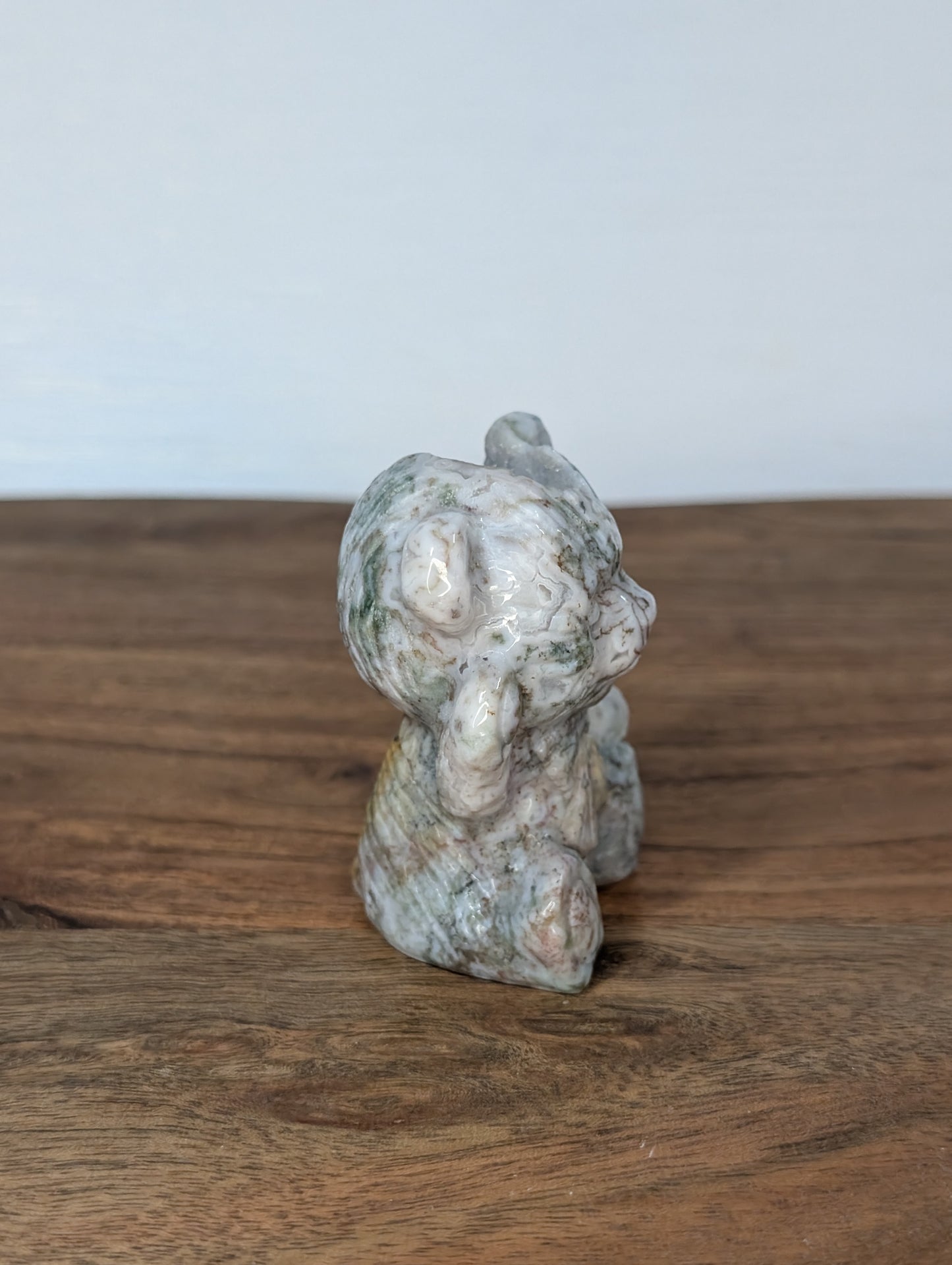 Druzy Sea Jasper Teddy Bear Carving (R18)
