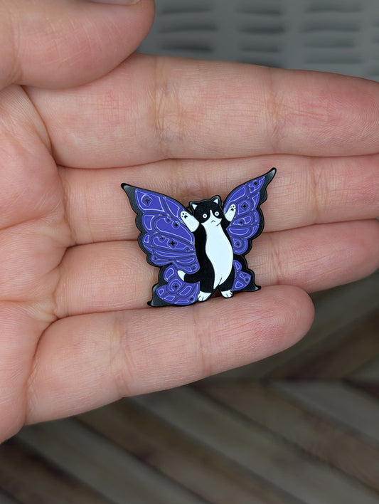 (Style 1) Butterfly Tuxedo Cat Enamel Pin