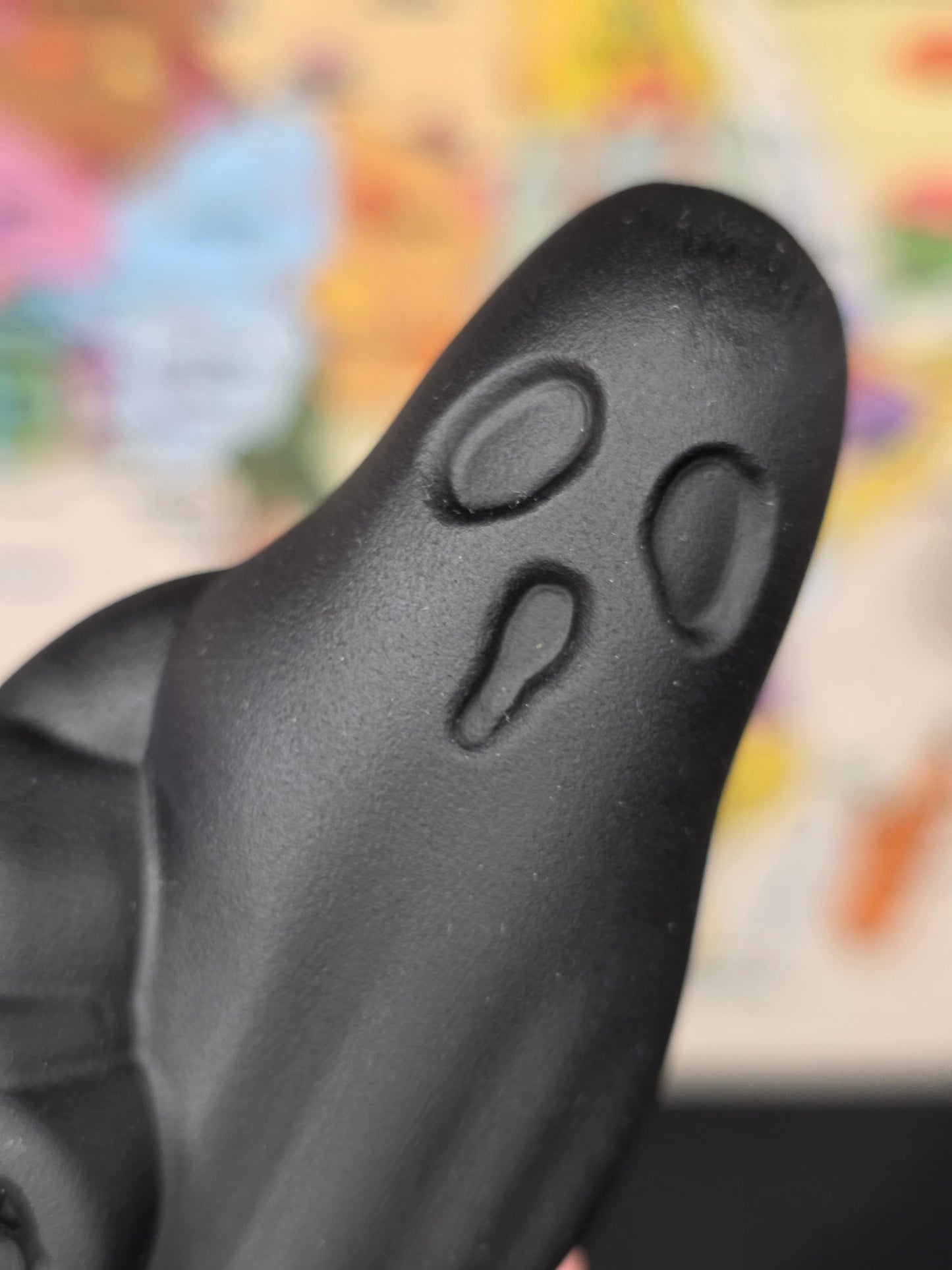 Matte Black Obsidian Ghost Carving
