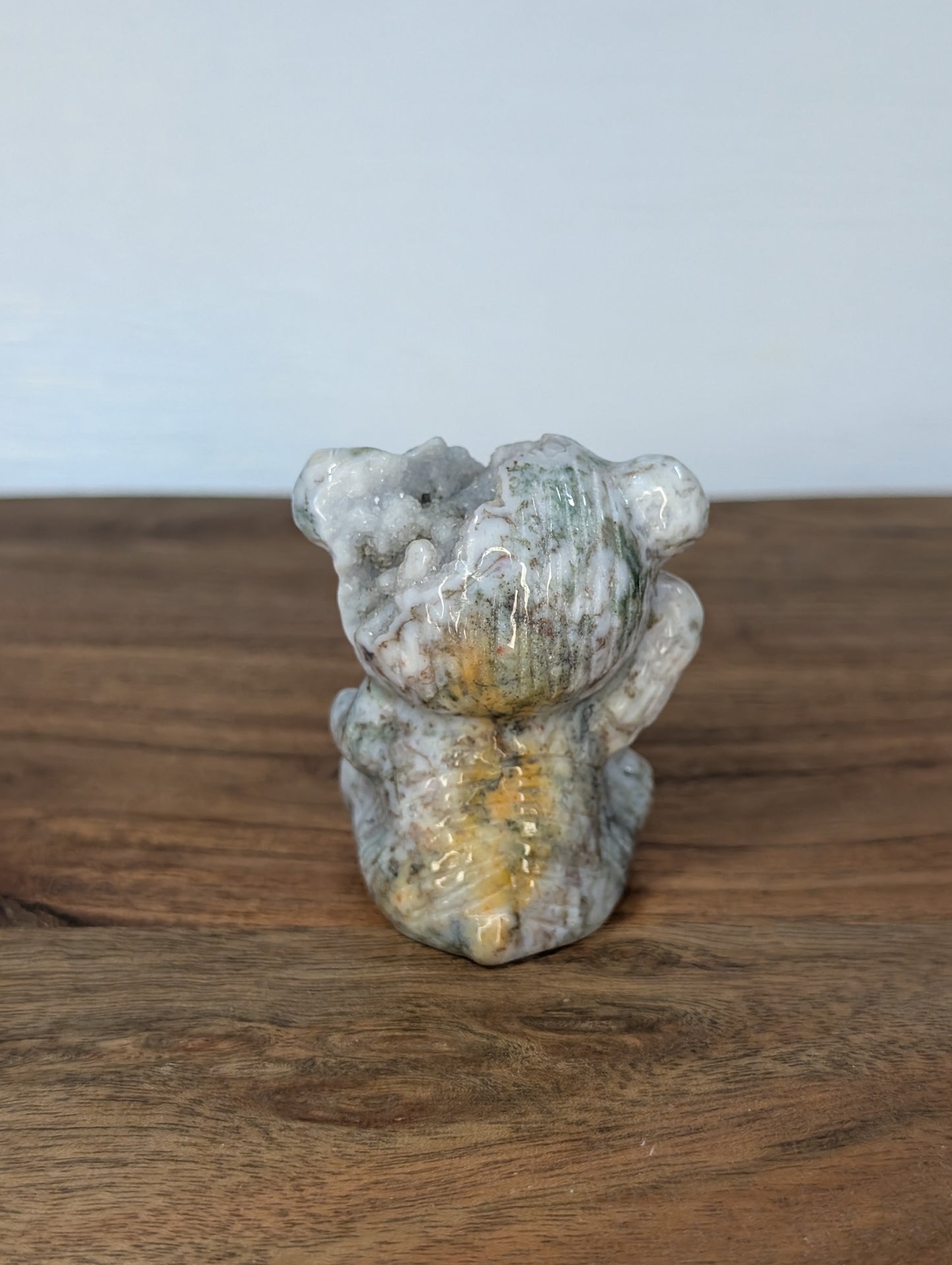 Druzy Sea Jasper Teddy Bear Carving (R18)
