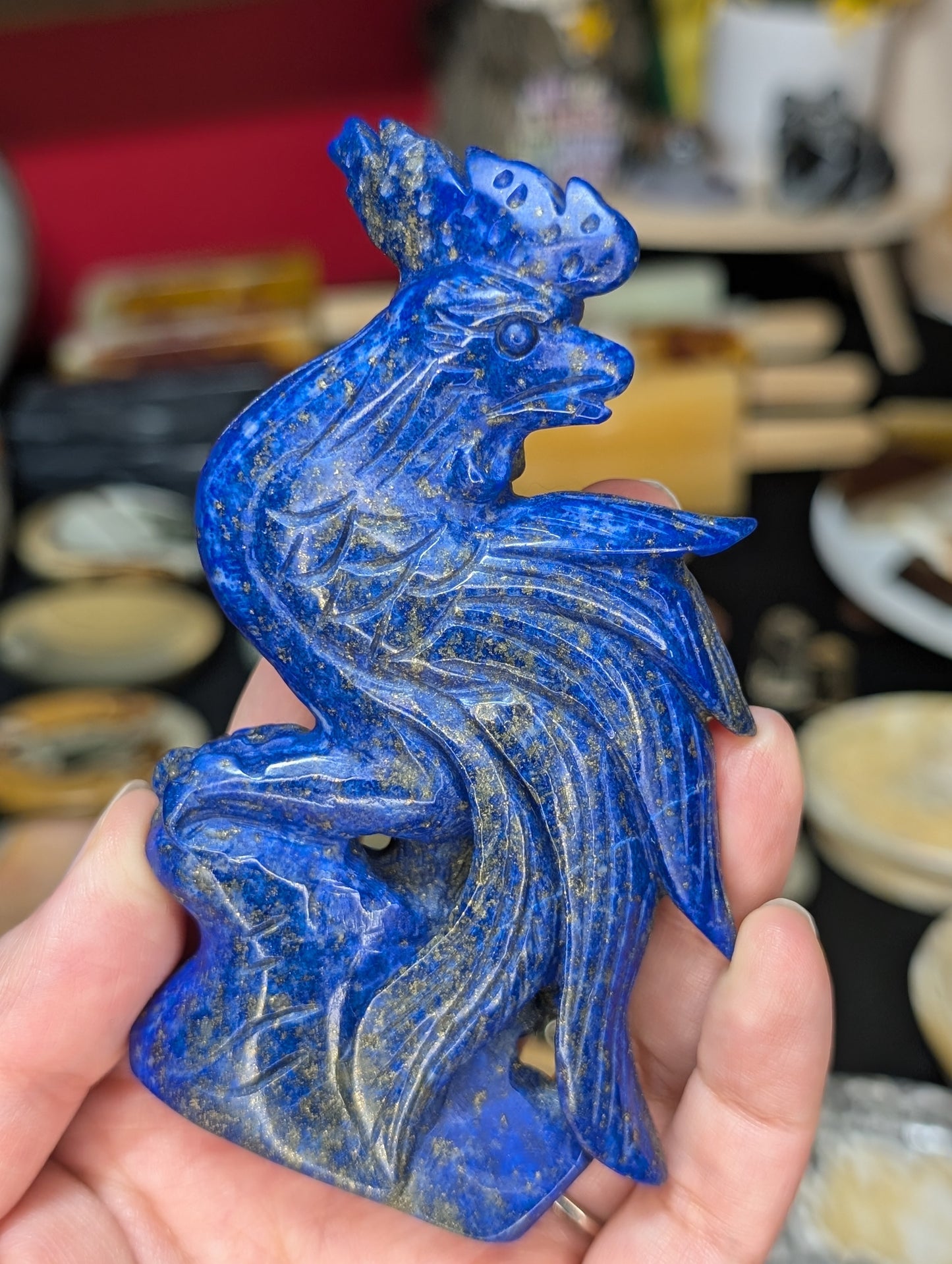 Lapis Lazuli Rooster Carving