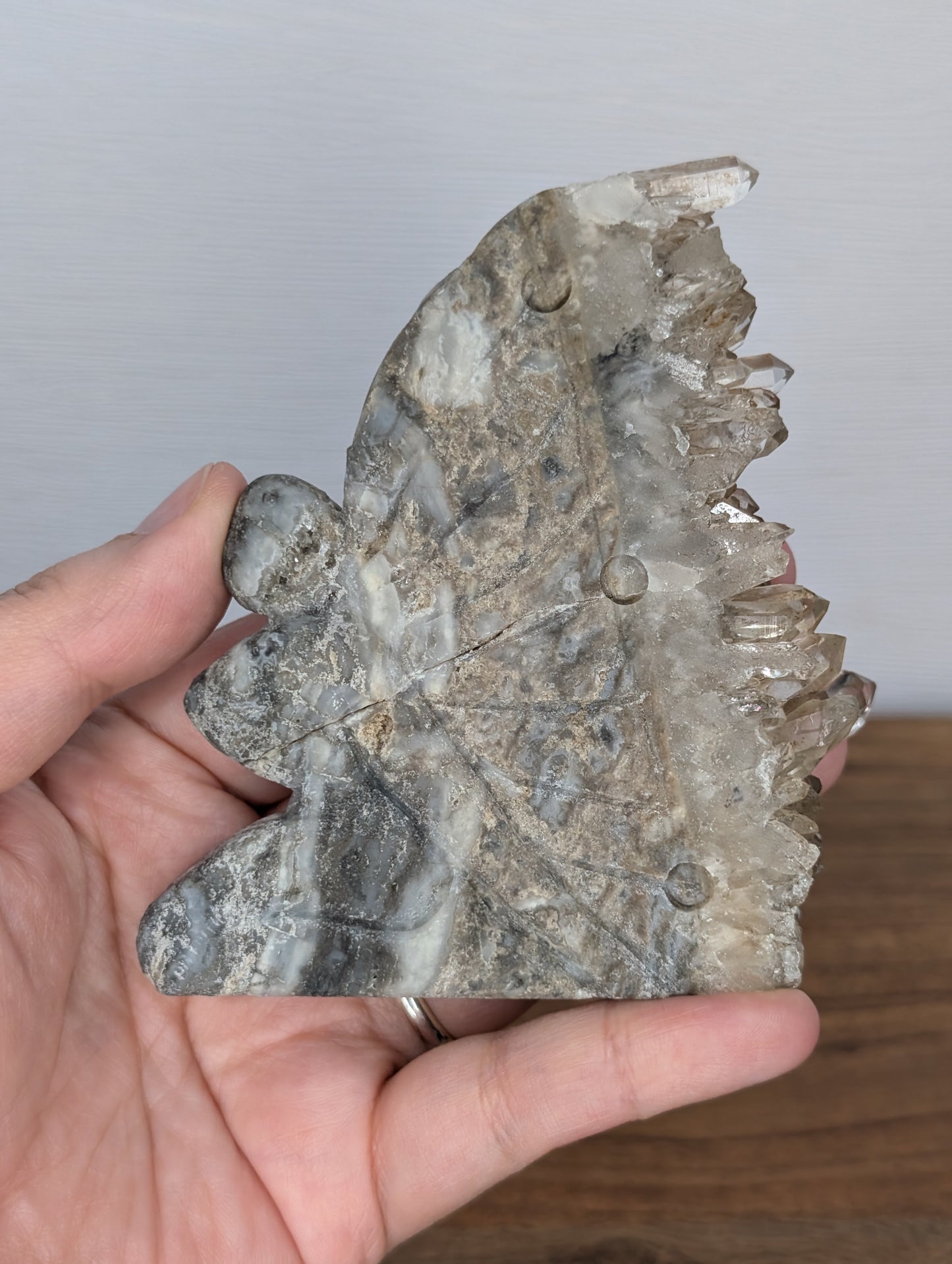 Chrysanthemum Quartz Cluster Fairy Carving (BK41)
