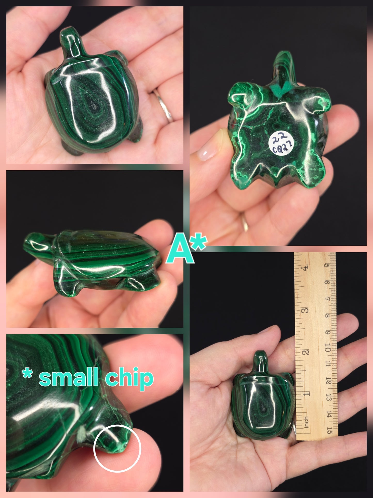 Malachite Turtle Carving