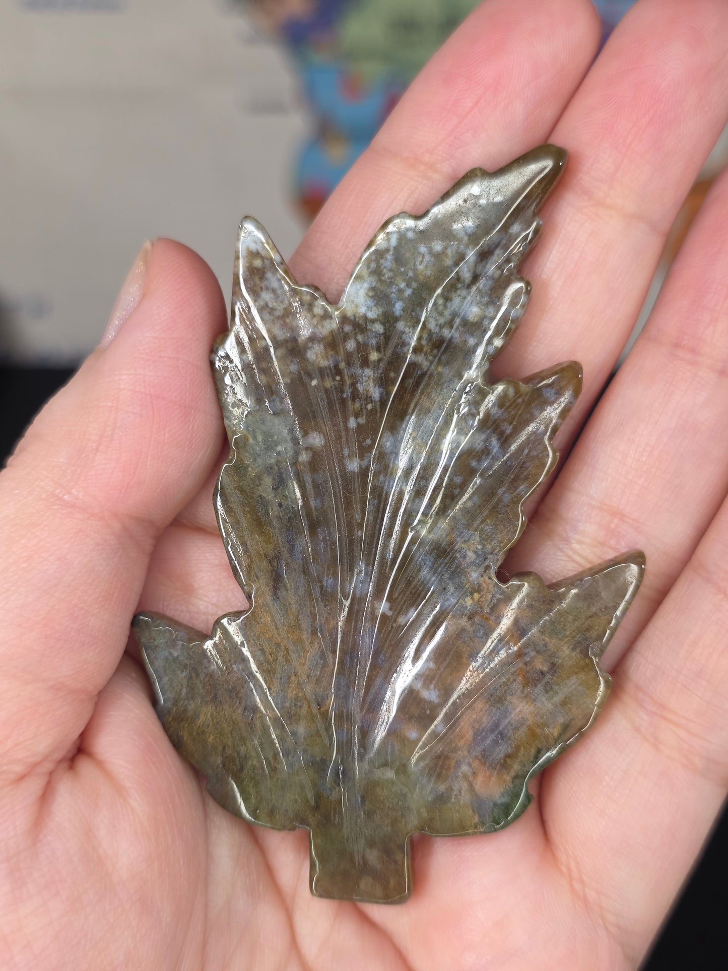 Sea Jasper Leaf Carving