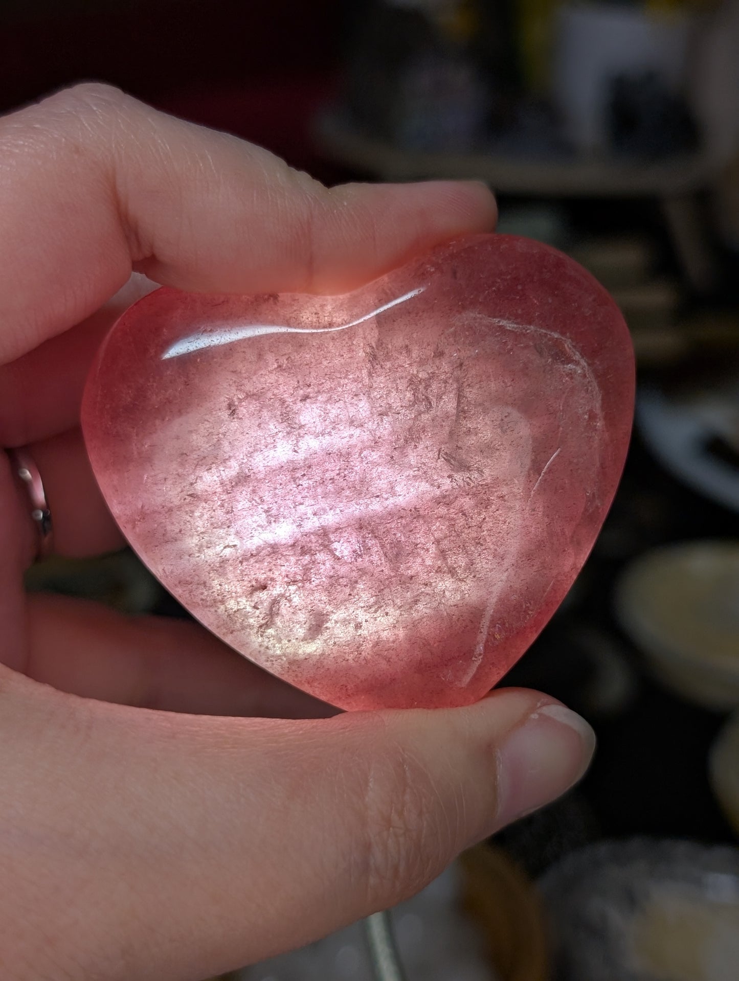Strawberry Quartz Heart Carving