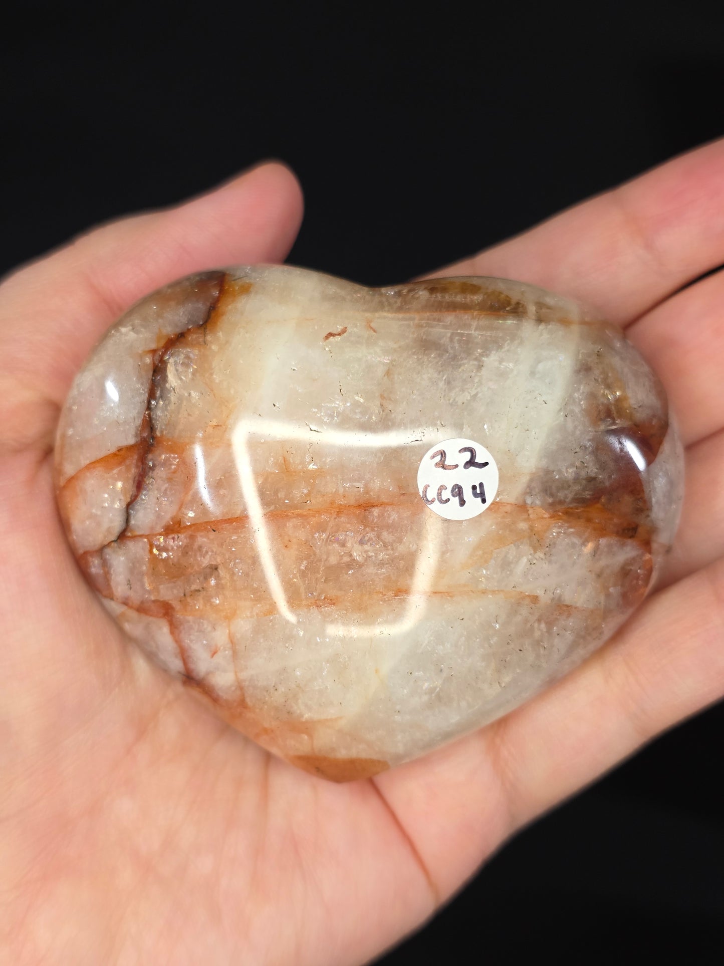 Fire Quartz Heart Carving