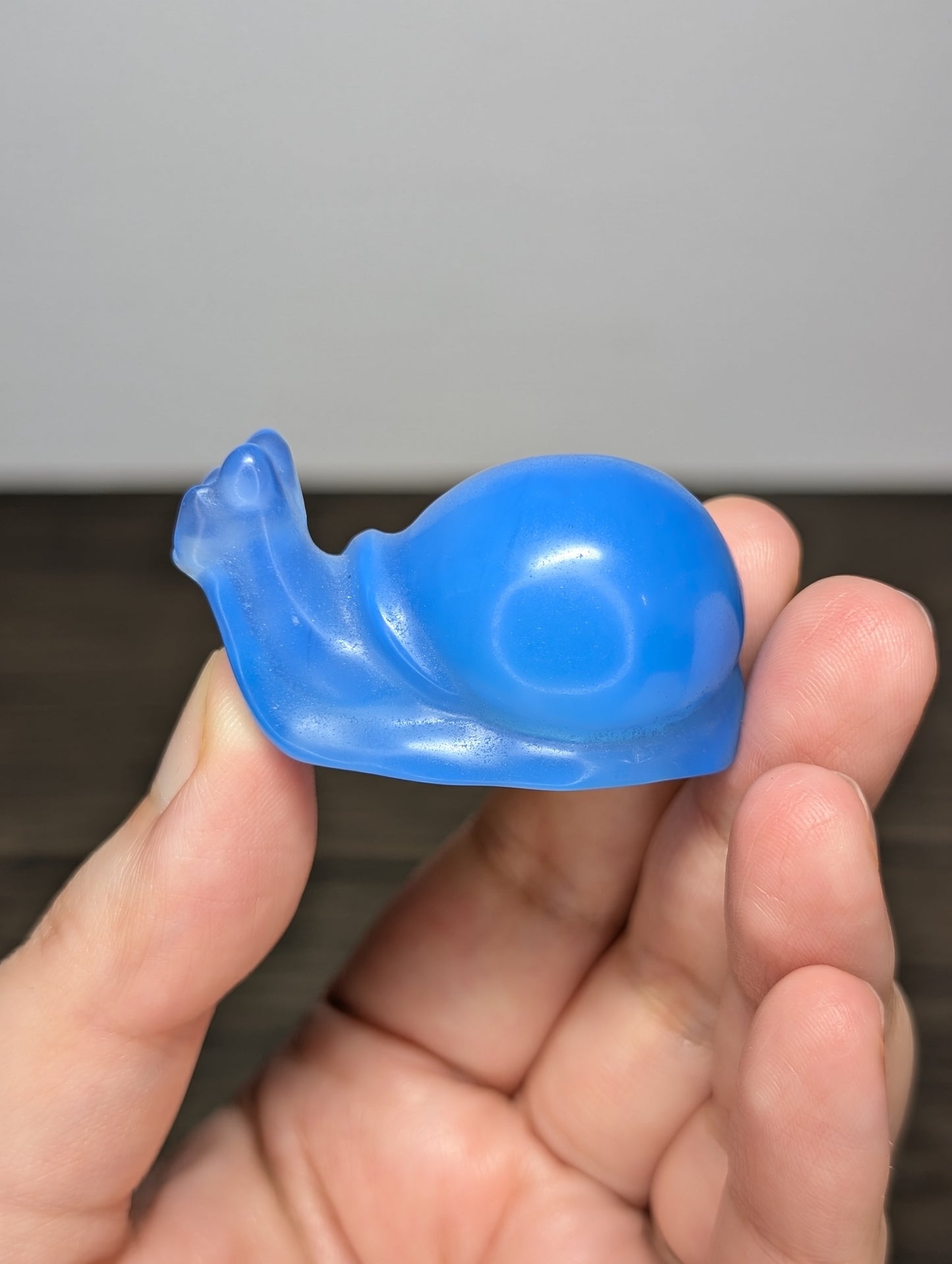 Blue Opalite (Glass) Snail Carving