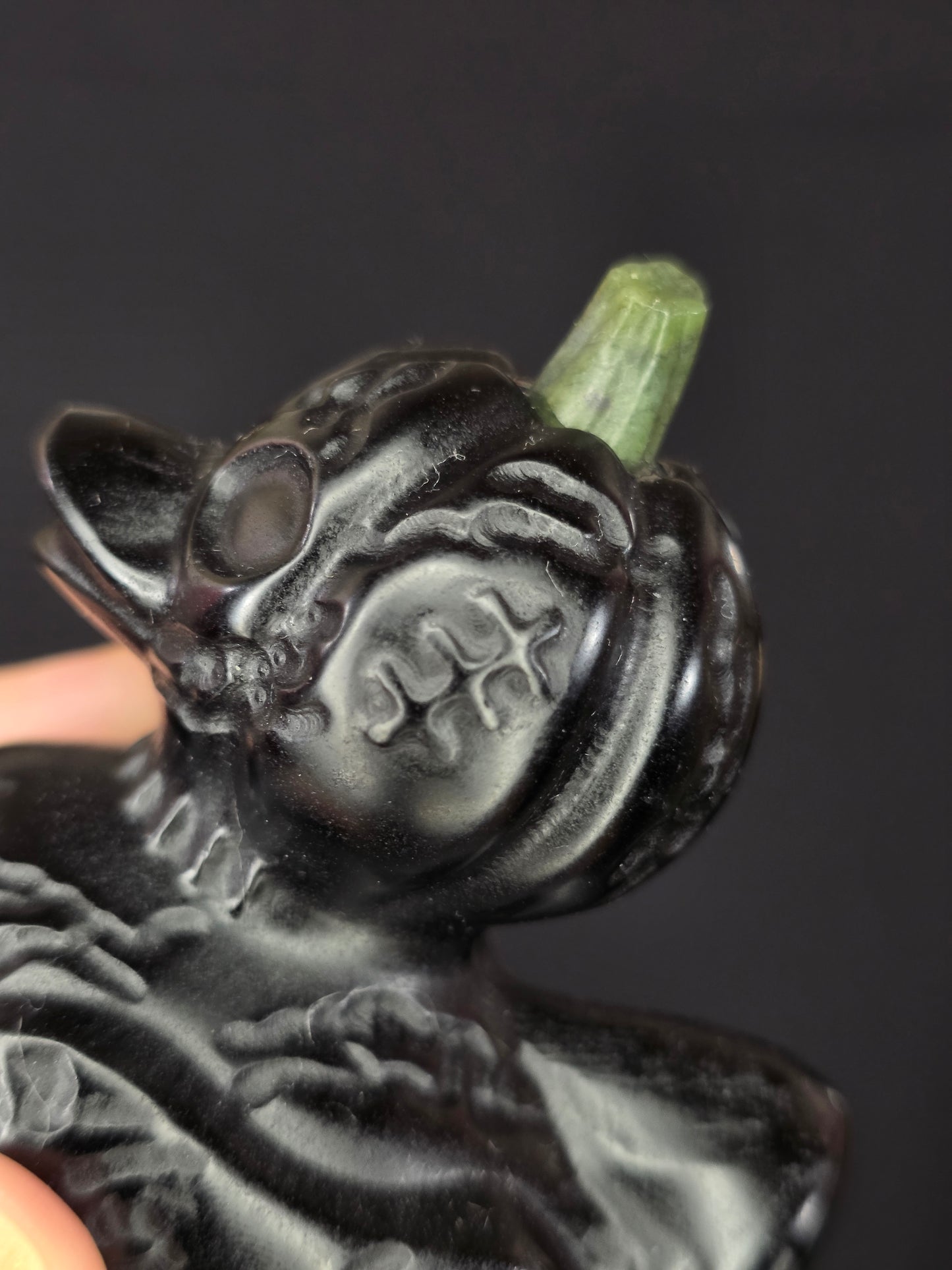 Black Obsidian Zombie Pumpkin Duck Carving