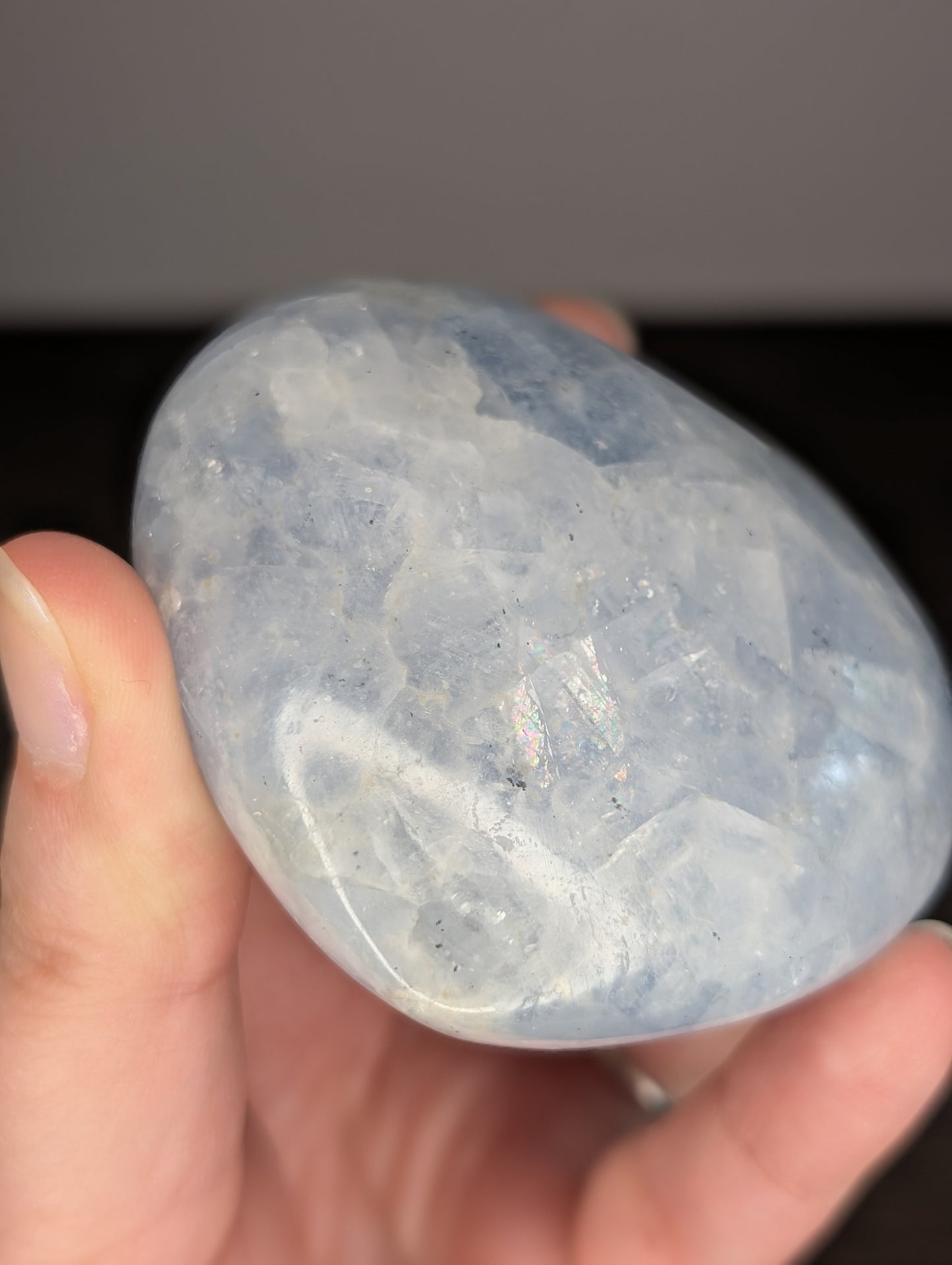 Flashy Blue Calcite Heart Carving