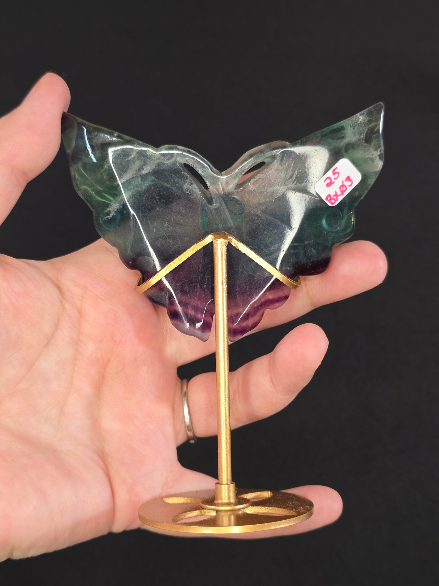 Candy Fluorite Butterfly Carving with Stand
