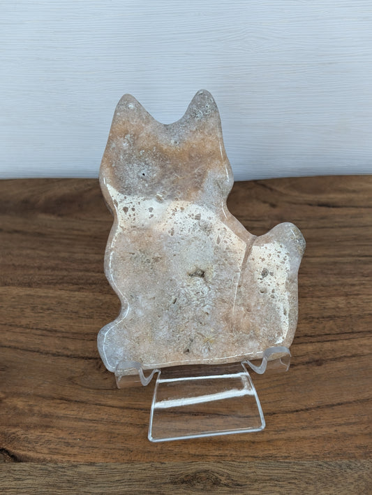 Imperfect Pink Amethyst Cat Silhouette Carving (W86)