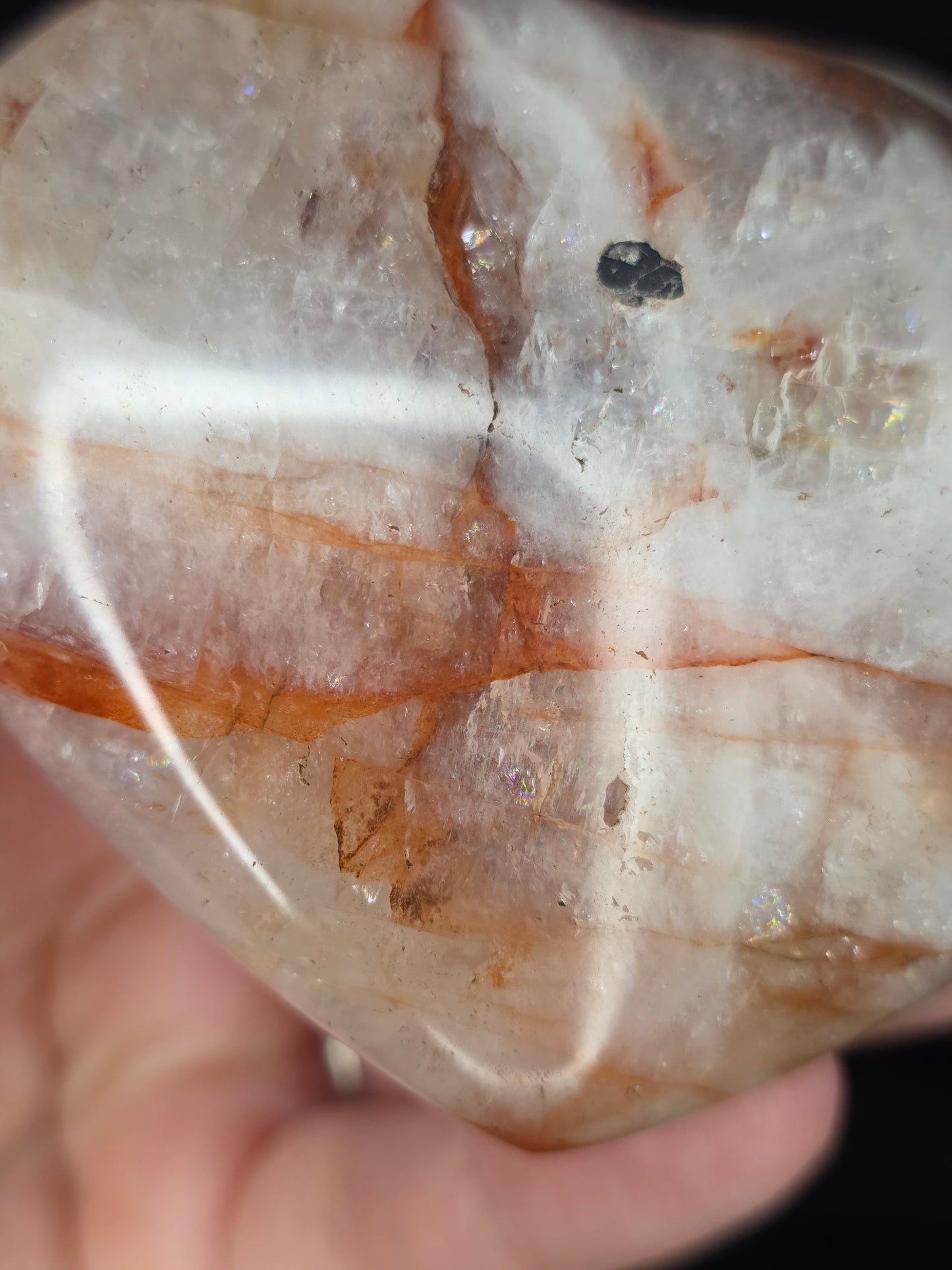 Fire Quartz Heart Carving