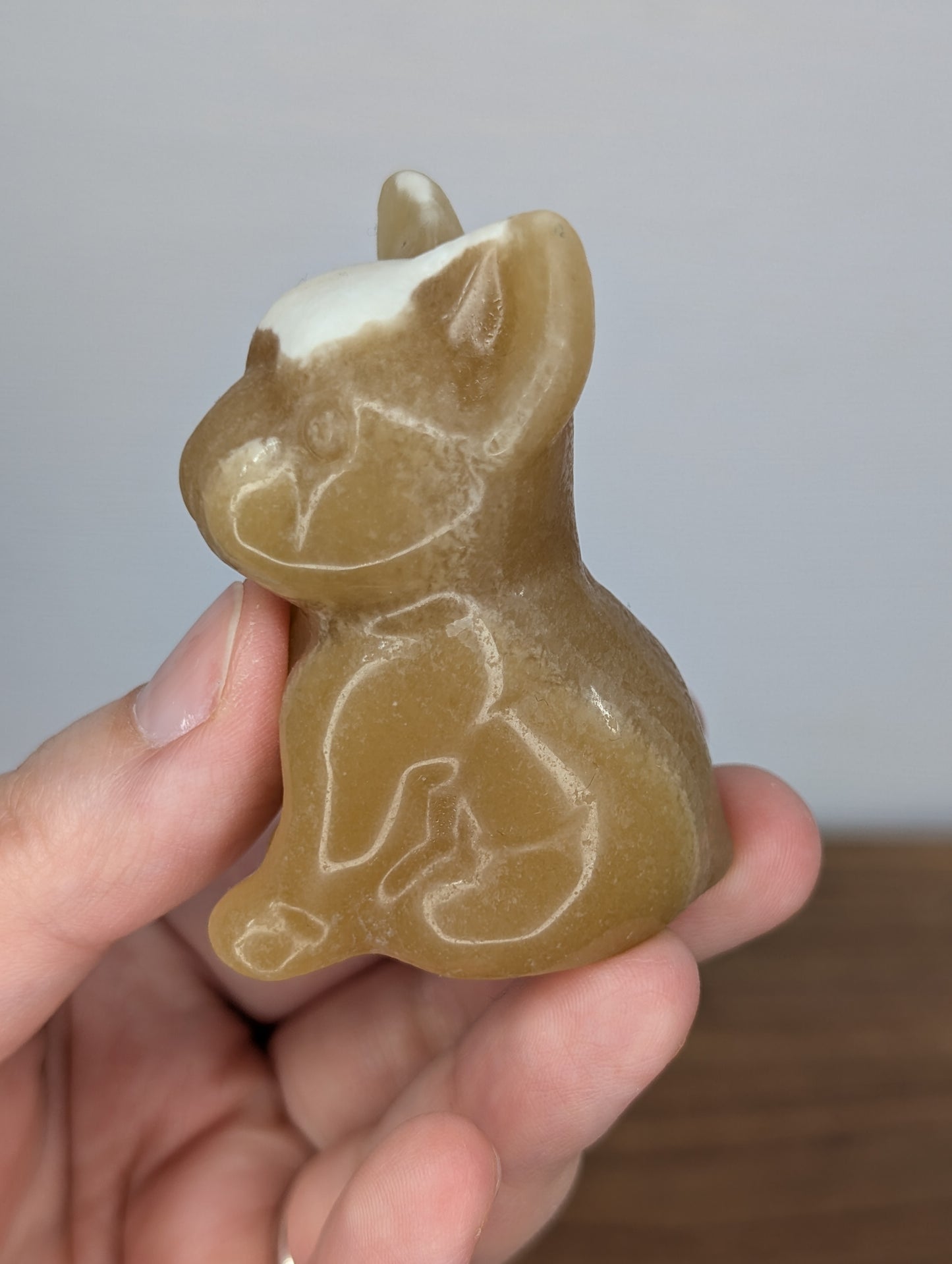 Orange Calcite Frenchie Carving (BF07)
