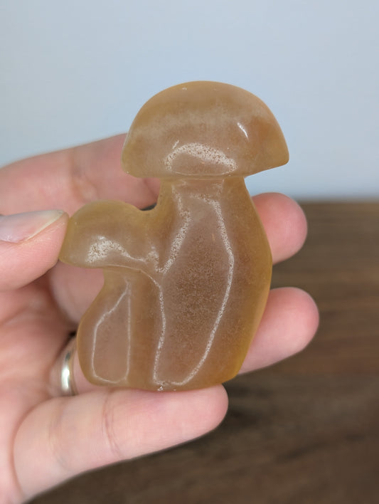 Yellow Fluorite Double Mushroom Carving (D21)