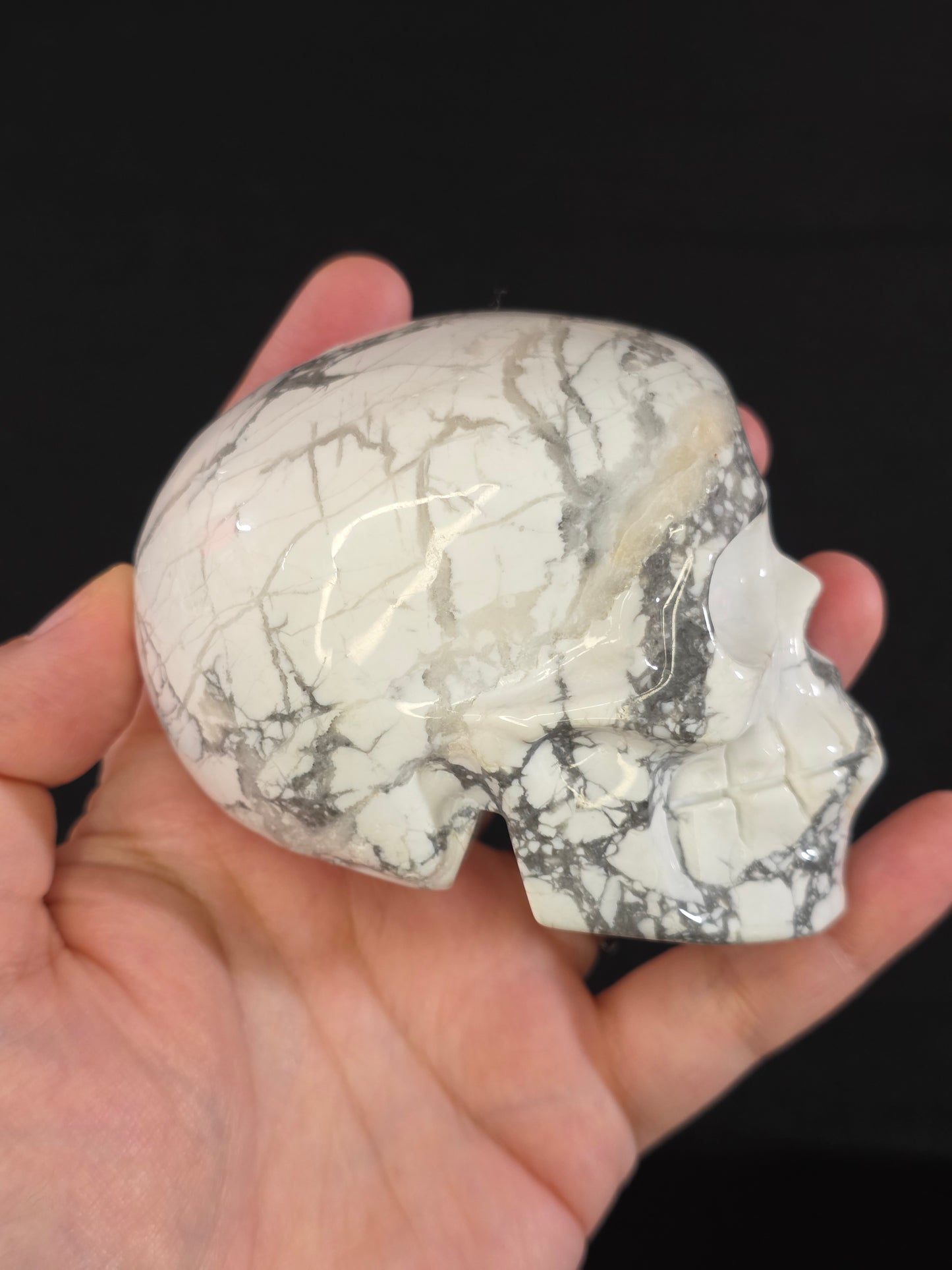 White Howlite Skull Carving