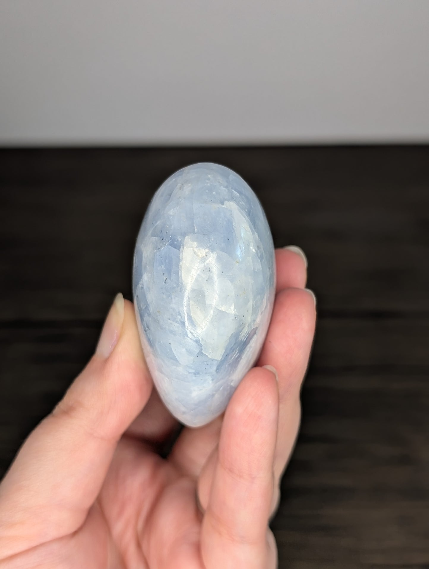 Flashy Blue Calcite Heart Carving