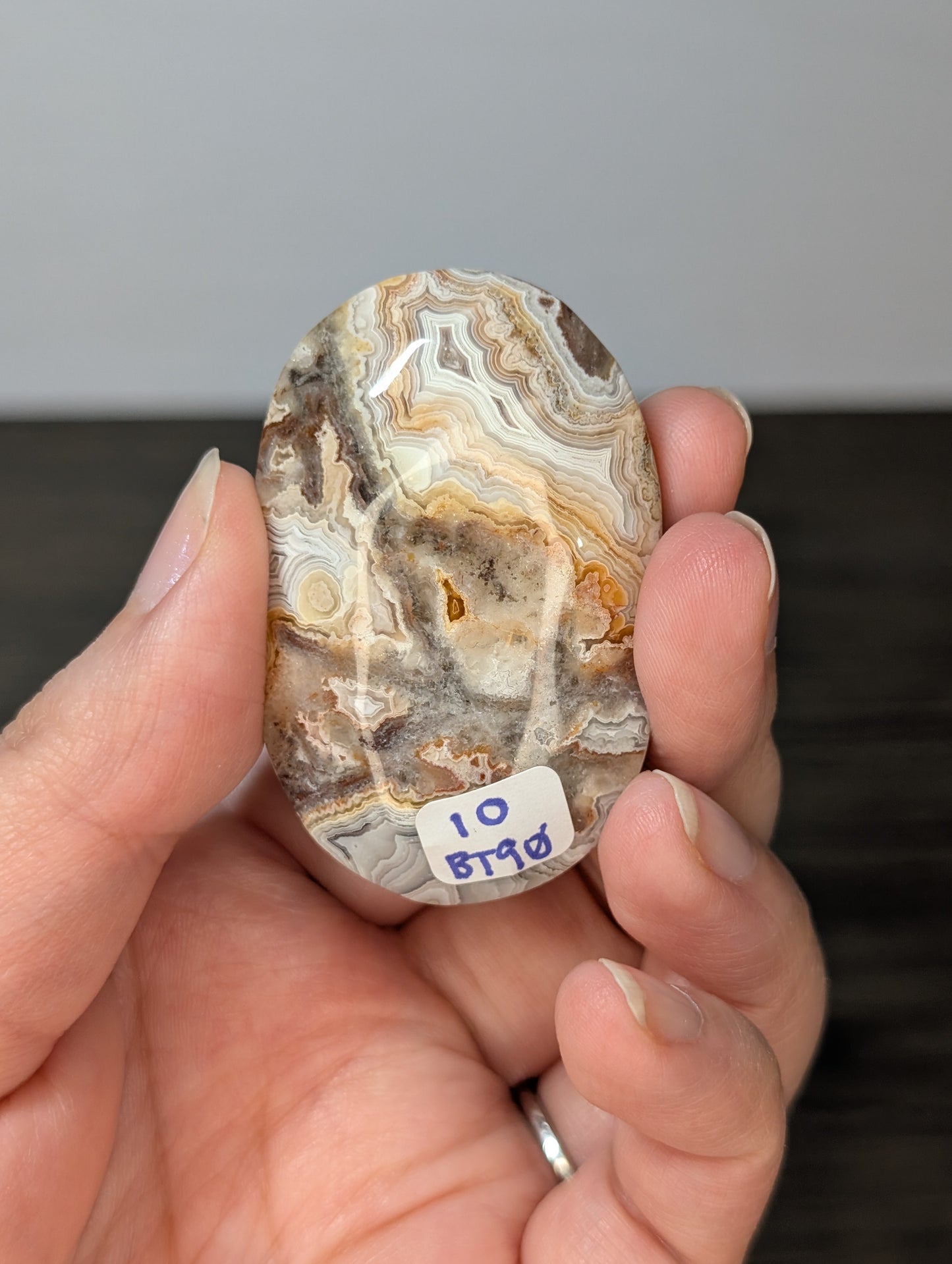 Red Mexican Crazy Lace Agate Palm Stone