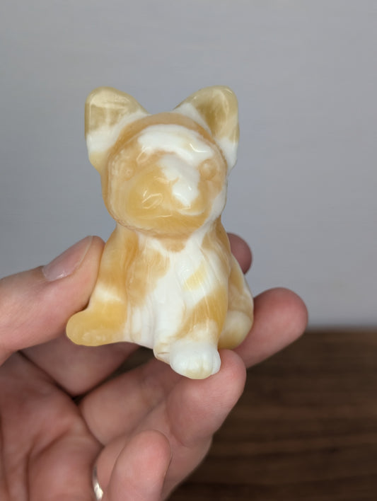 Orange Calcite Frenchie Carving (BF07)