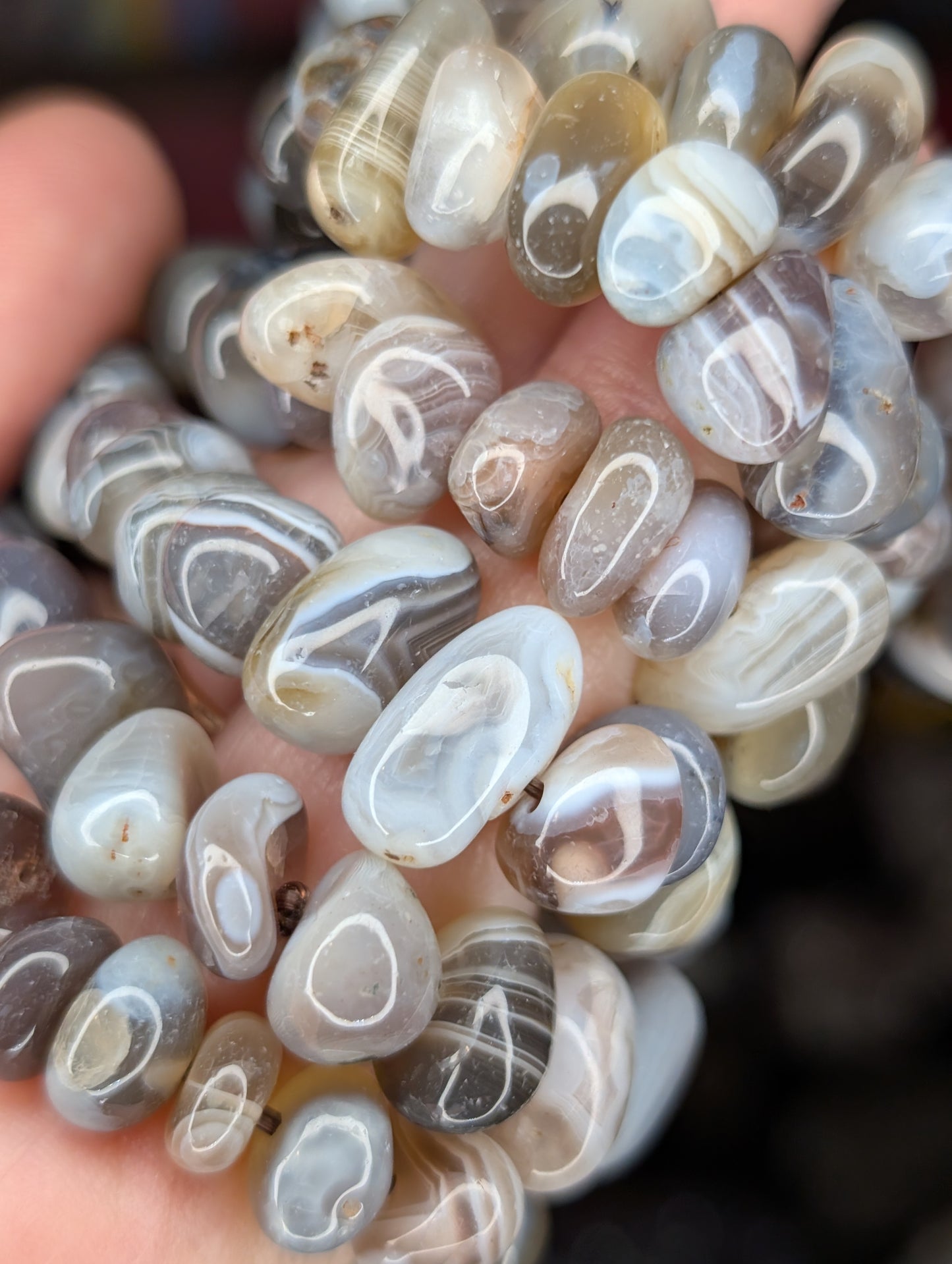 Banded Botswana Agate Pebble Bead Bracelet