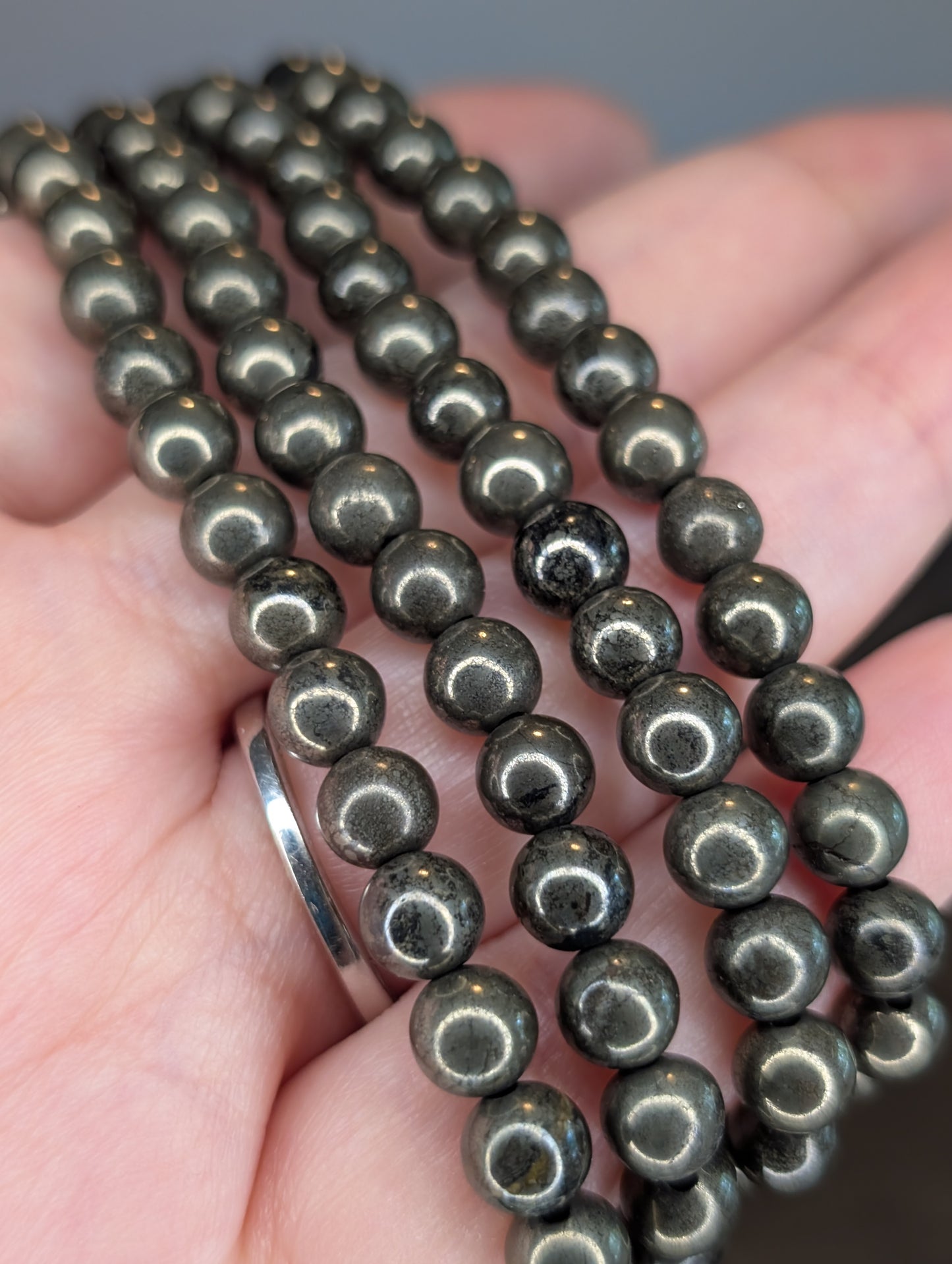 6mm Pyrite Bead Bracelet