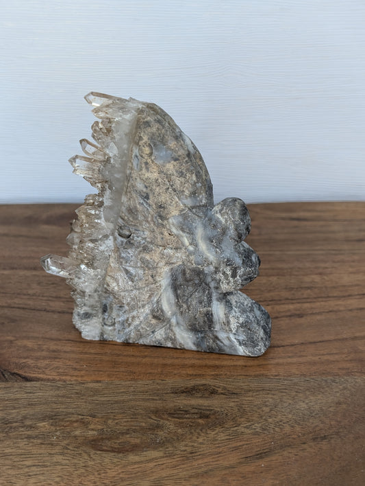 Chrysanthemum Quartz Cluster Fairy Carving (BK41)