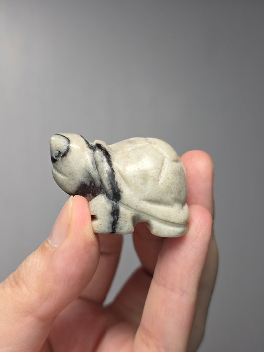 Spiderweb Jasper Turtle Carving