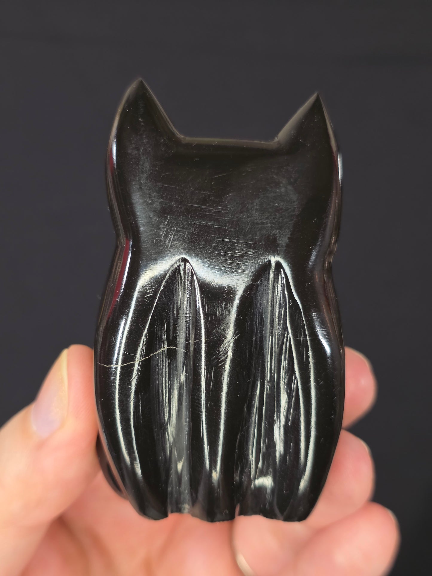 Black Marble Ghost Cat Carving