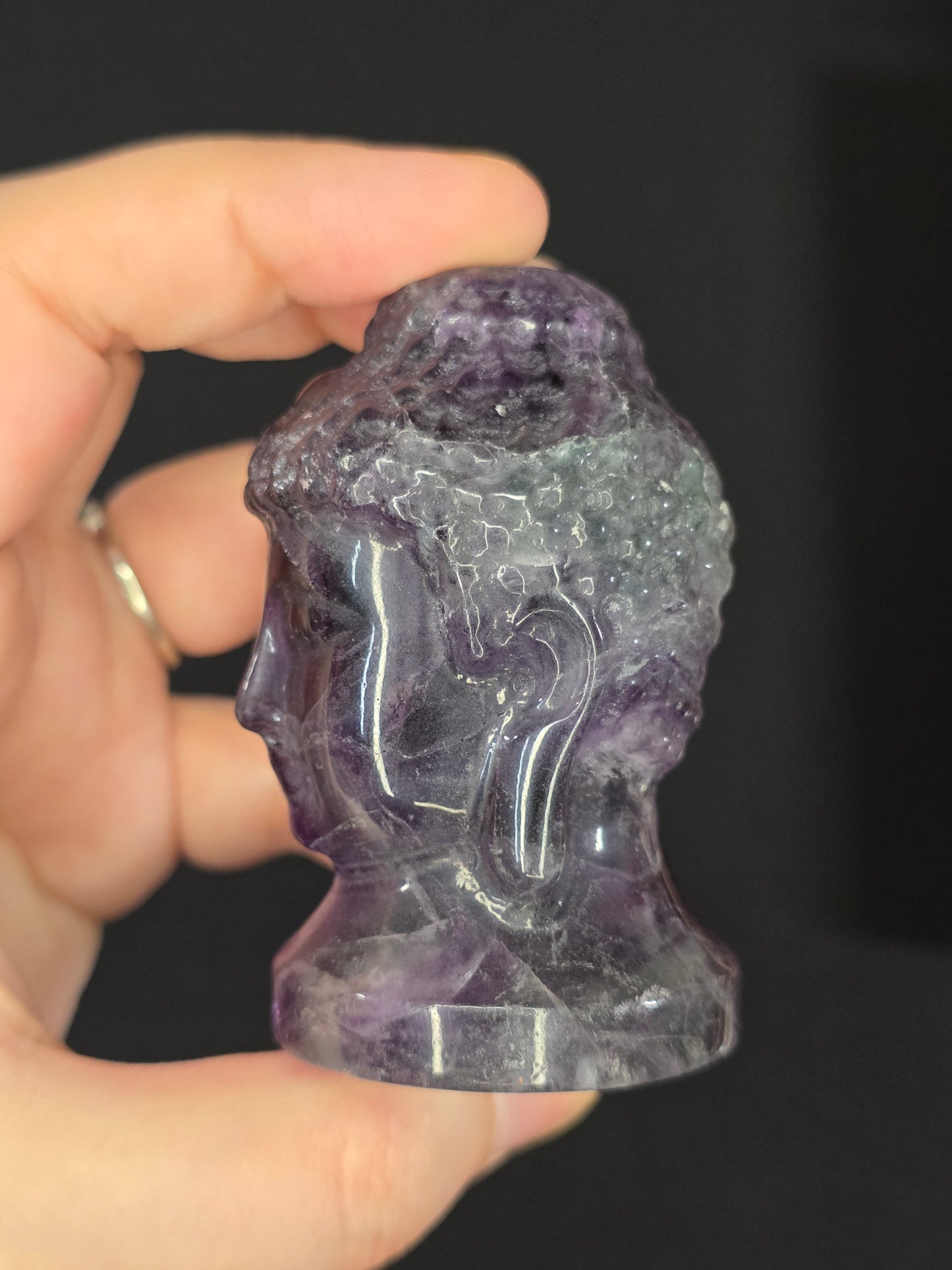 Fluorite Buddha Head Carving