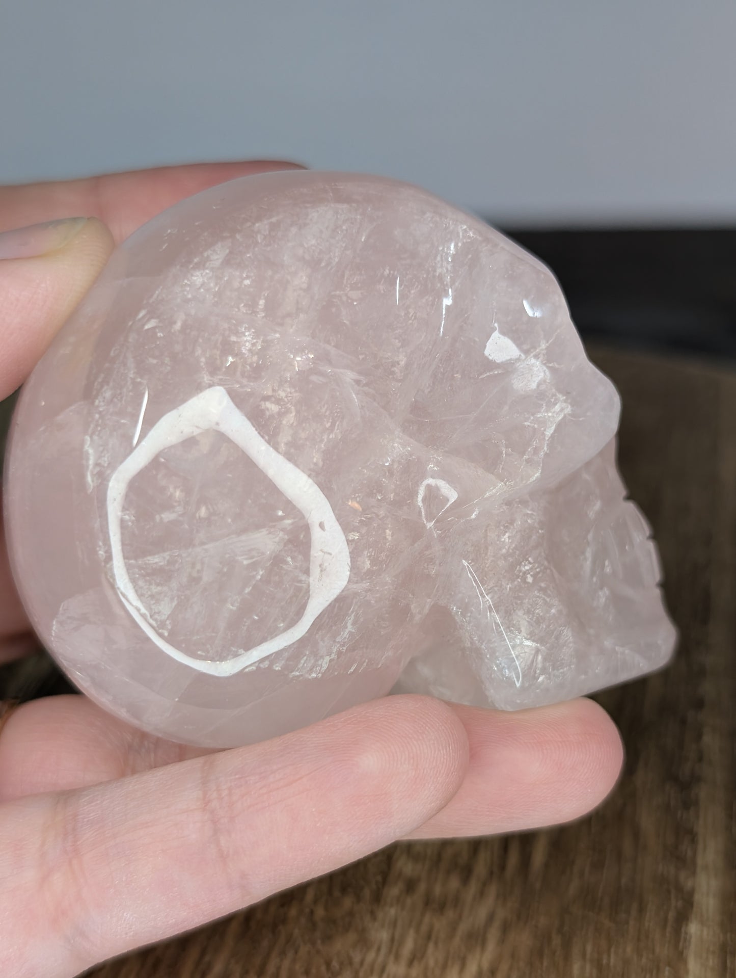Rose Quartz Skull Carving (AV48)